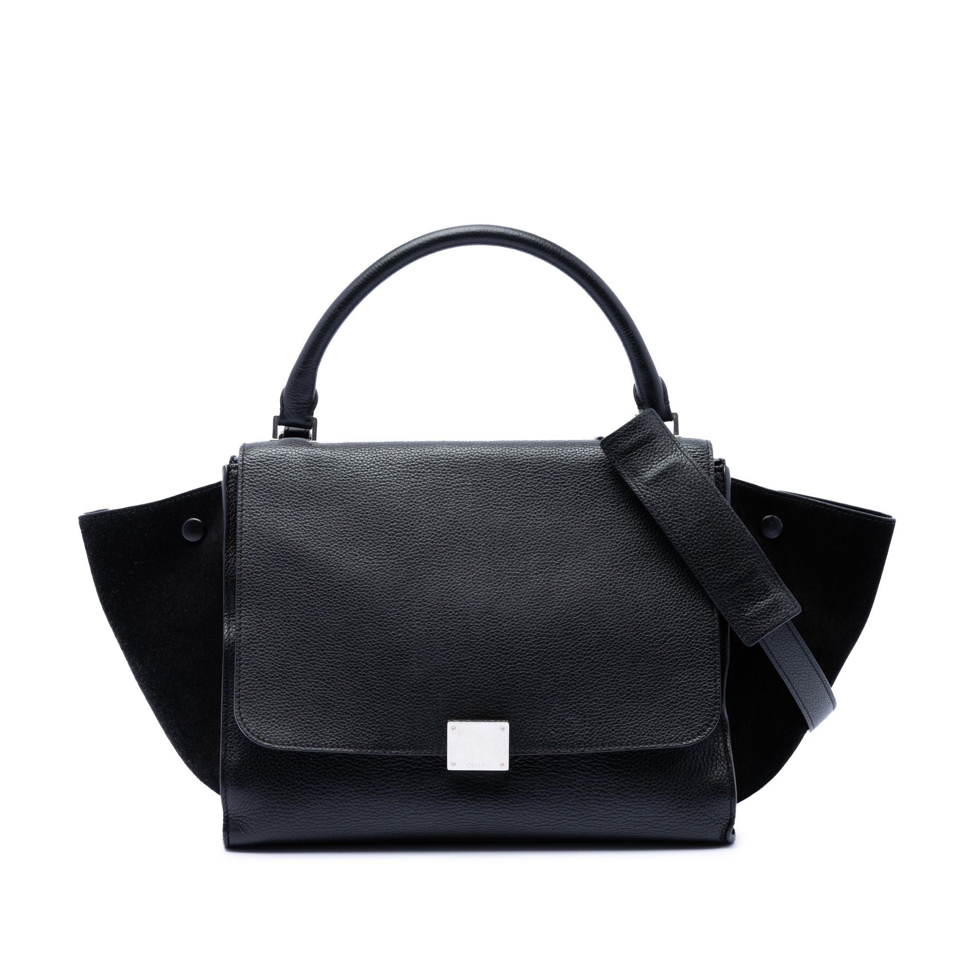 Celine Medium Drummed Calfskin and Suede Trapeze Satchel Size ONE SIZE - 1 Thumbnail