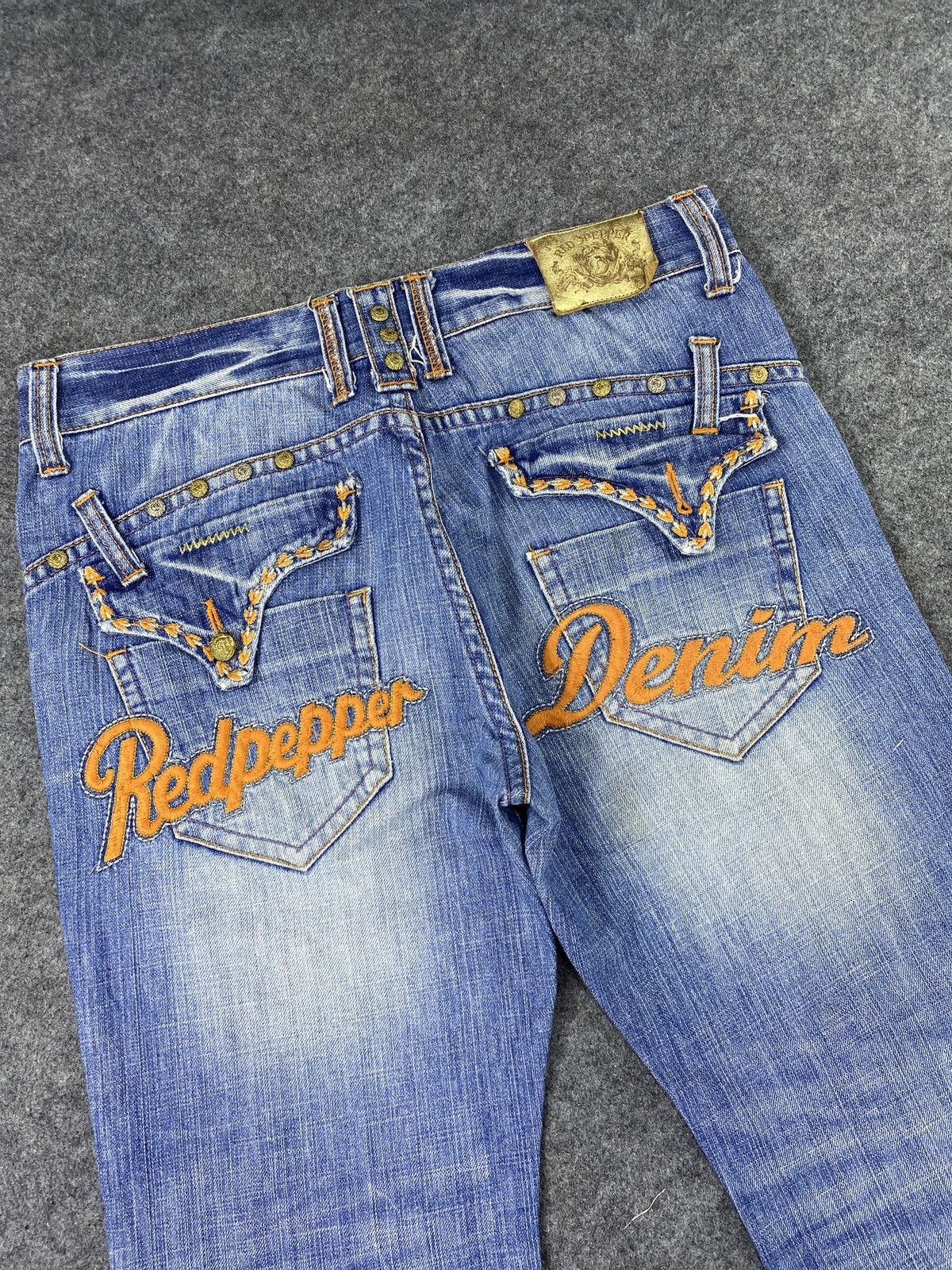 Japanese Brand Red Pepper Distress Blue Wash Denim - J971 Size US 37 - 6 Thumbnail