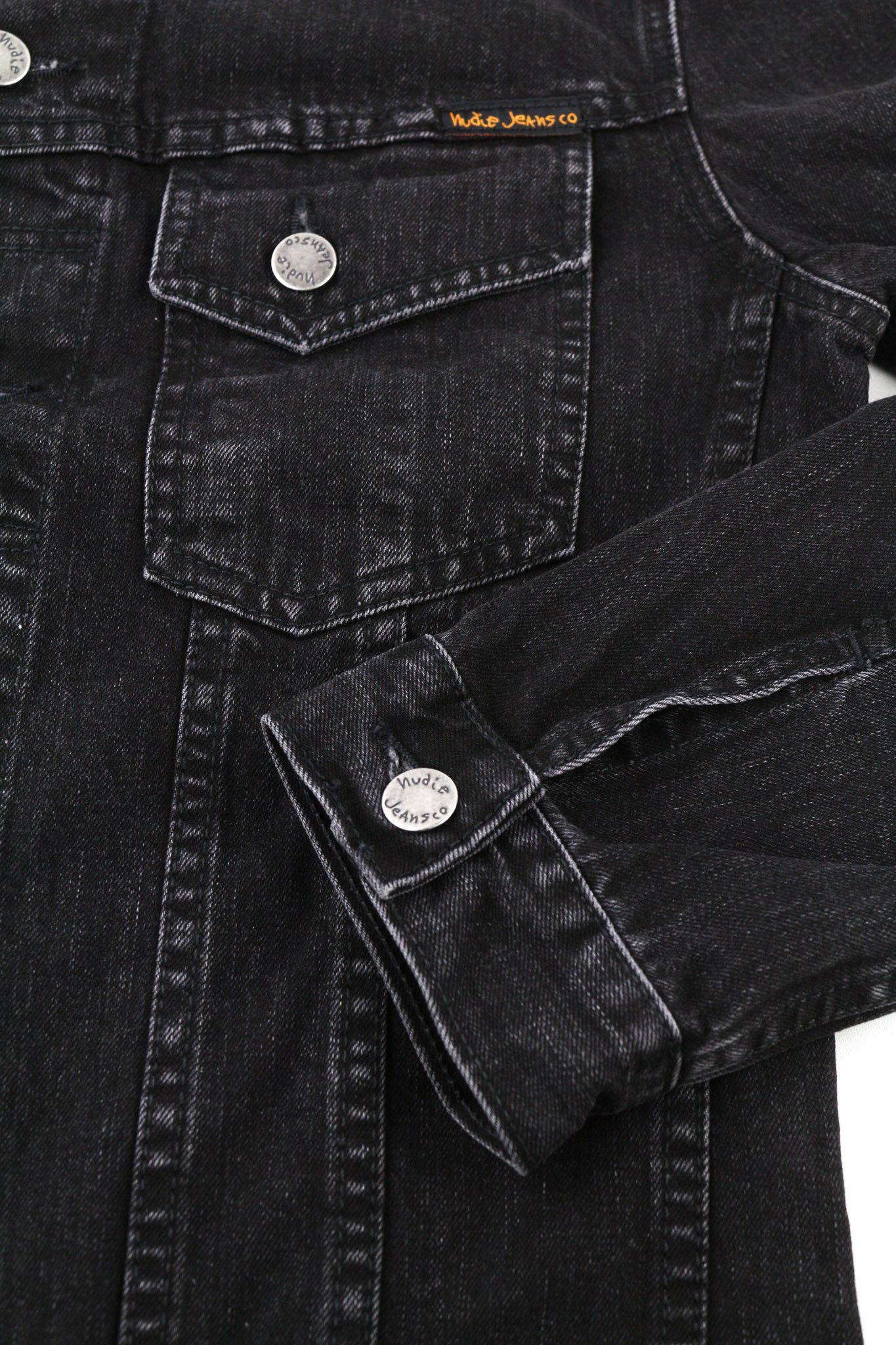 Nudie Jeans PERRY BLACK STONE S Denim Black Cotton Faded Jacket 80768 Size US S / EU 44-46 / 1 - 5 Thumbnail