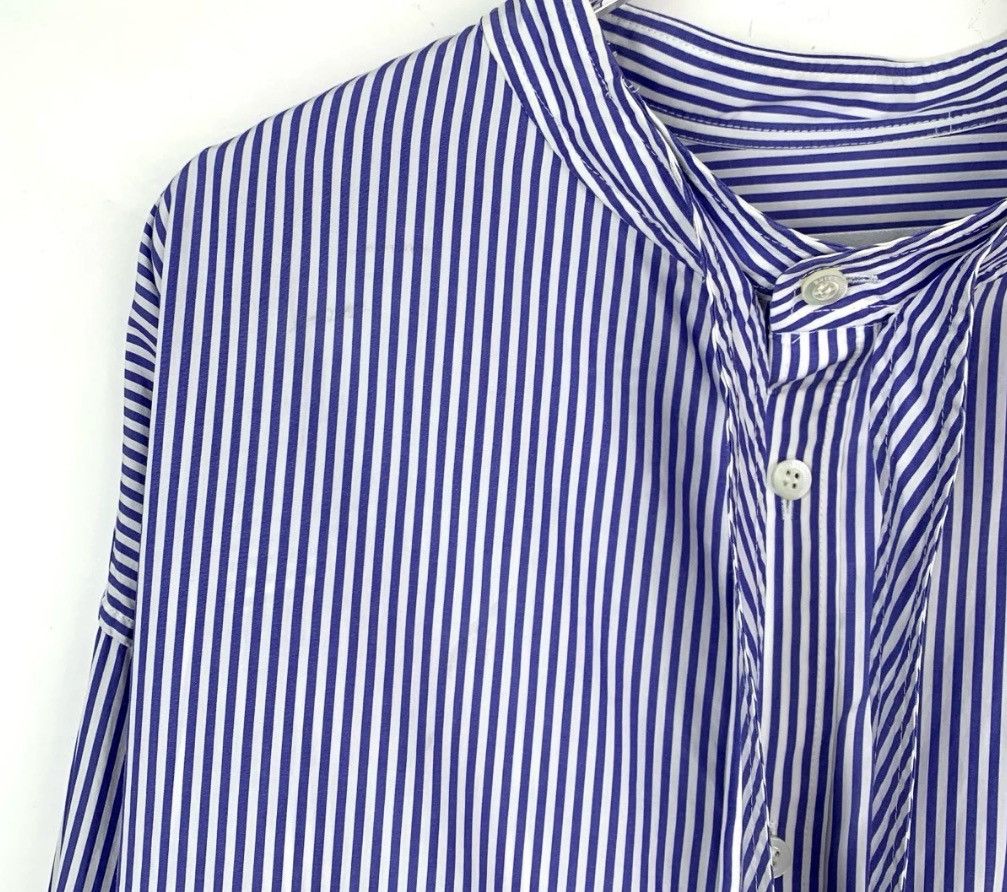 Balenciaga Balenciaga logo letter printed blue and white striped cott Size 36R - 3 Thumbnail