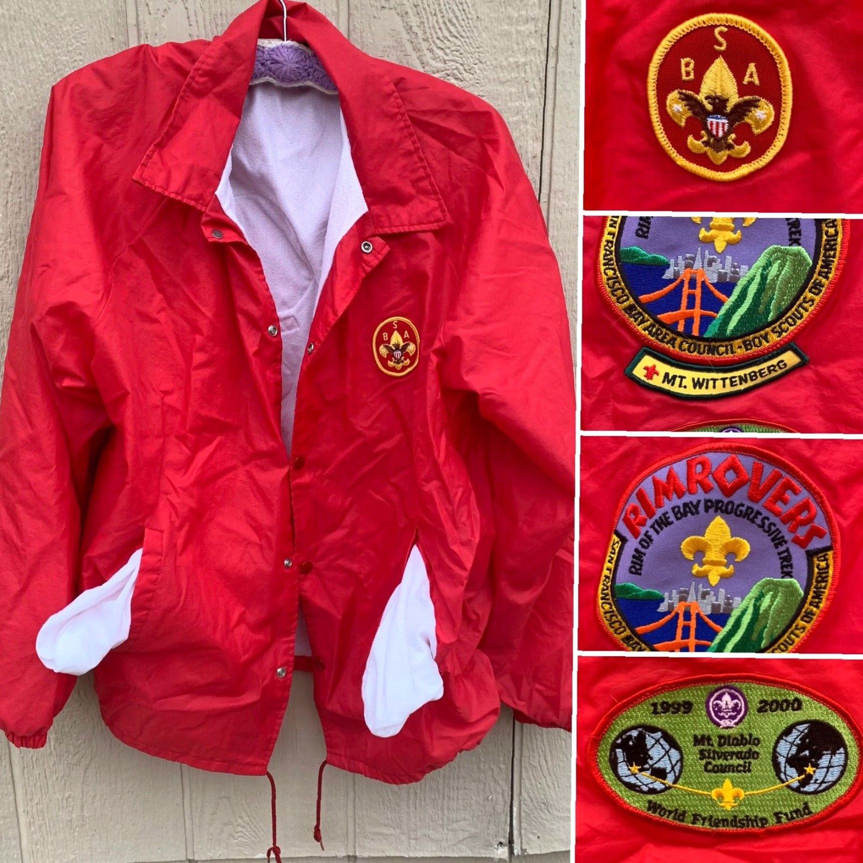 Area VINTAGE Boy Scouts Windbreaker Jacket Rimrovers San Francisco Bay Area BSA XL Jacket Size US XL / EU 56 / 4 - 5 Thumbnail