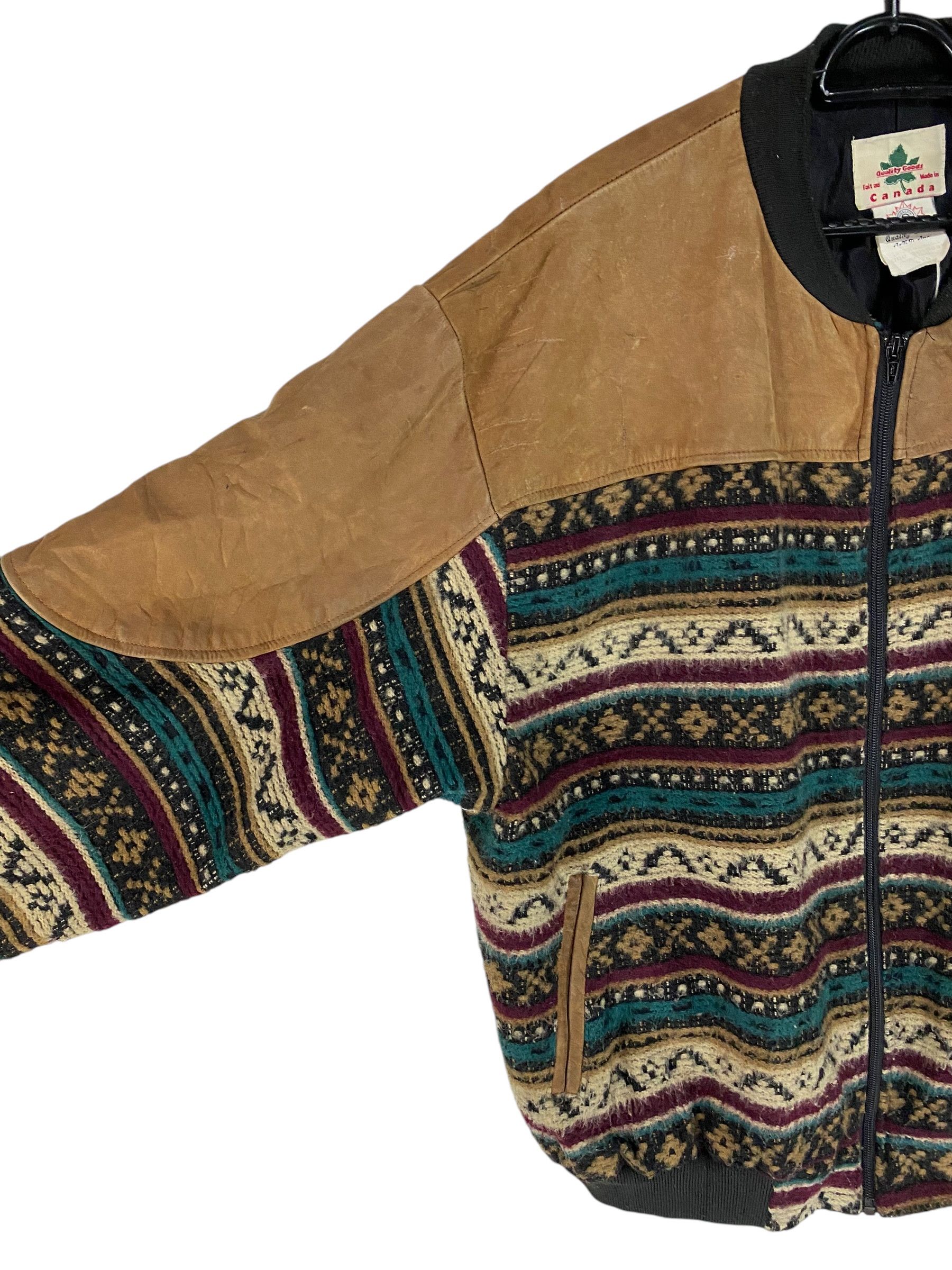 Other 80s Quality Goods native fair isle knit leather jacket Size US L / EU 52-54 / 3 - 7 Thumbnail