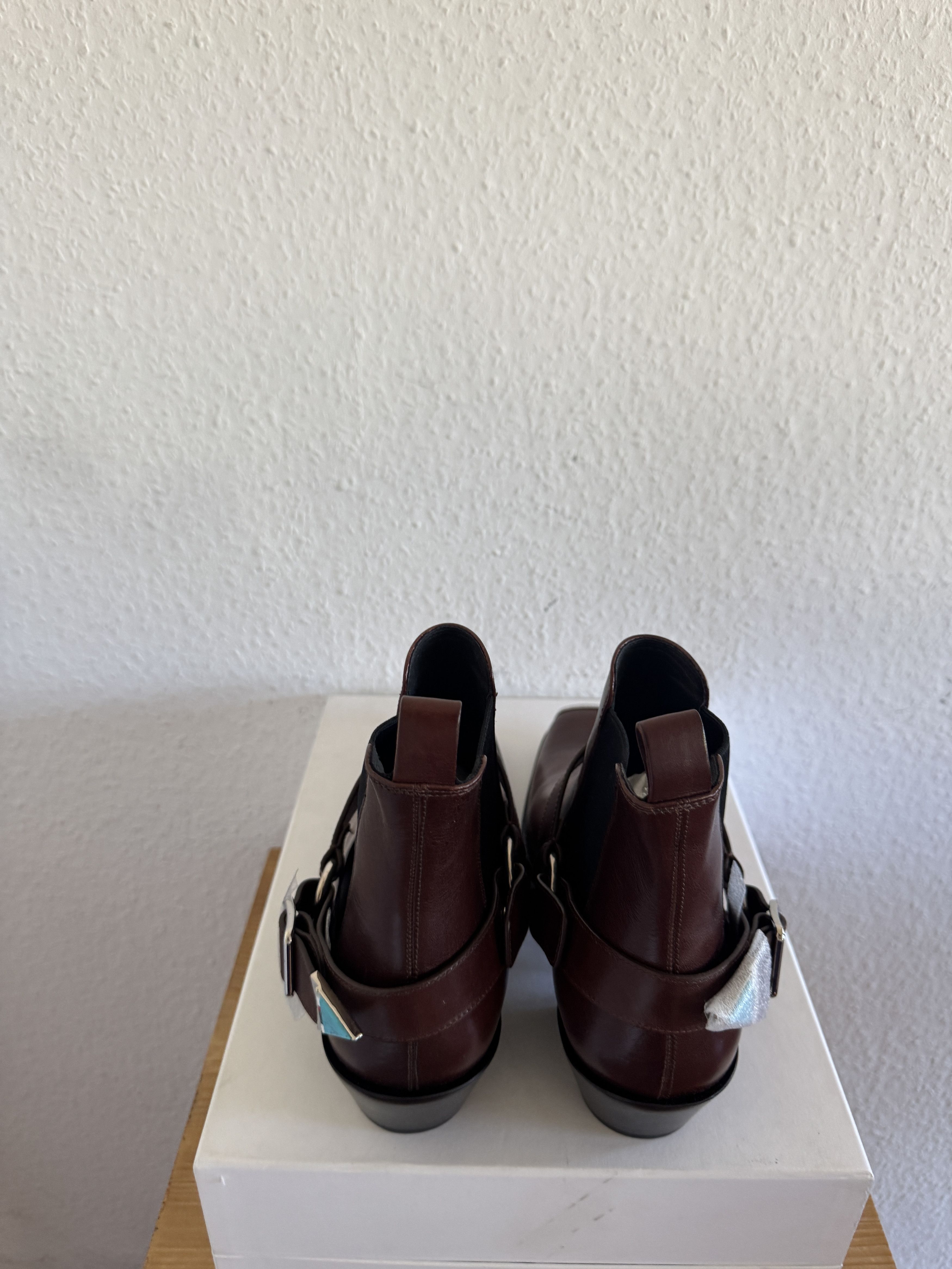 Brown Leather Harness Boots