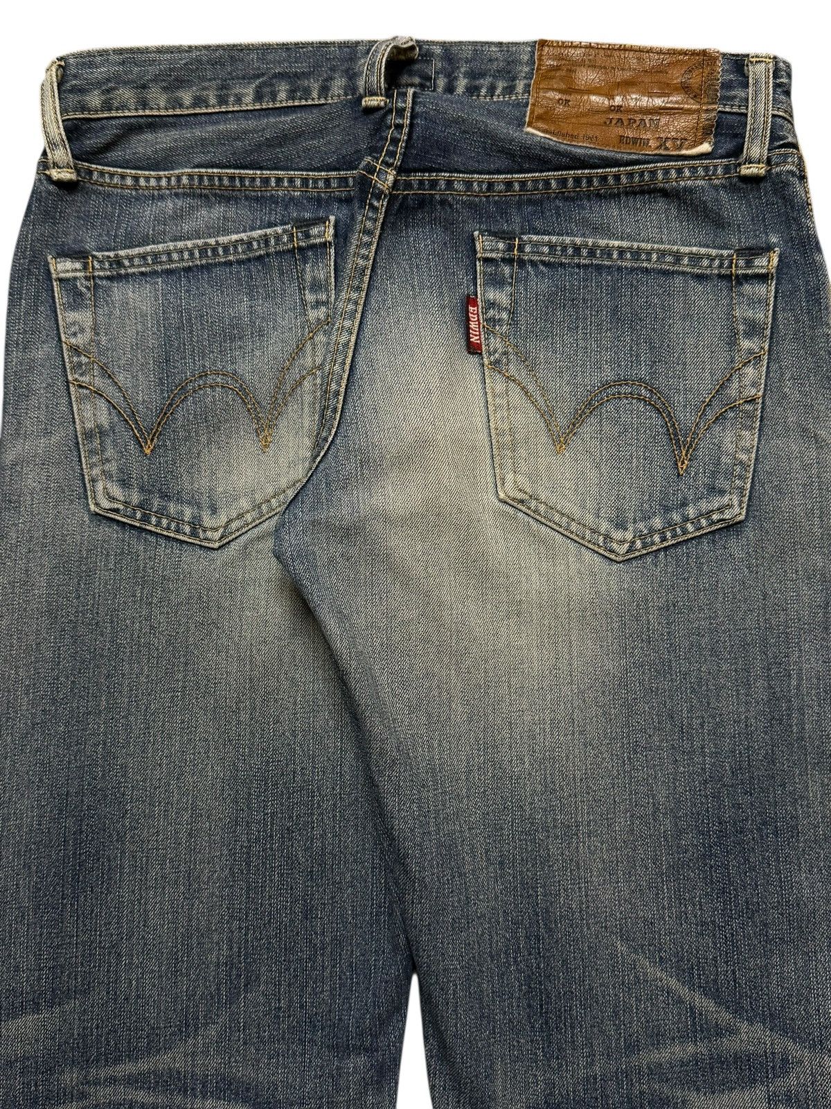 Edwin Vintage 90s Japan Edwin XV Blue Faded Wash Distress Straight Size US 31 - 5 Thumbnail