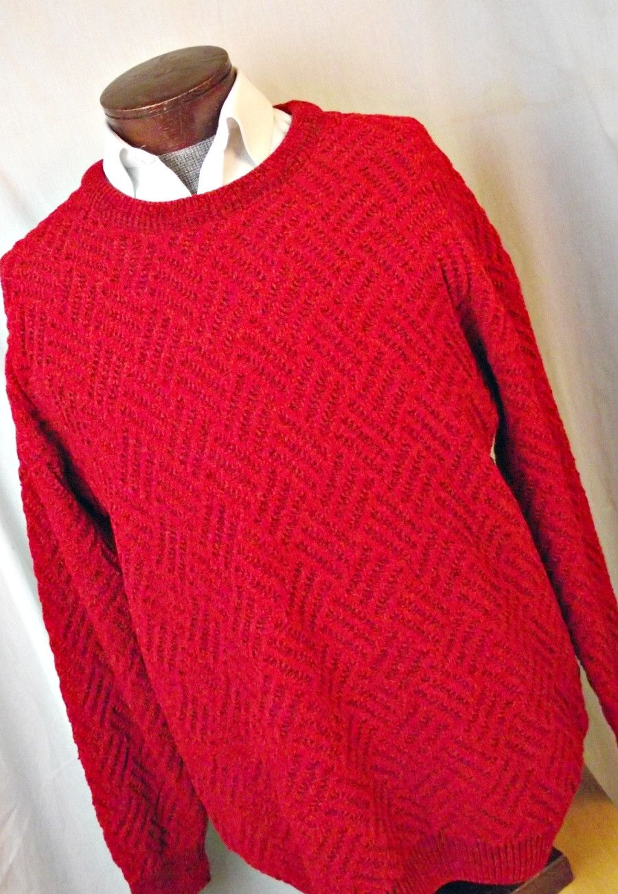 Tundra Canada CHUNKY Vtg Tundra Canada Mens Textured Sweater Red w/ Black Size US XL / EU 56 / 4 - 1 Thumbnail