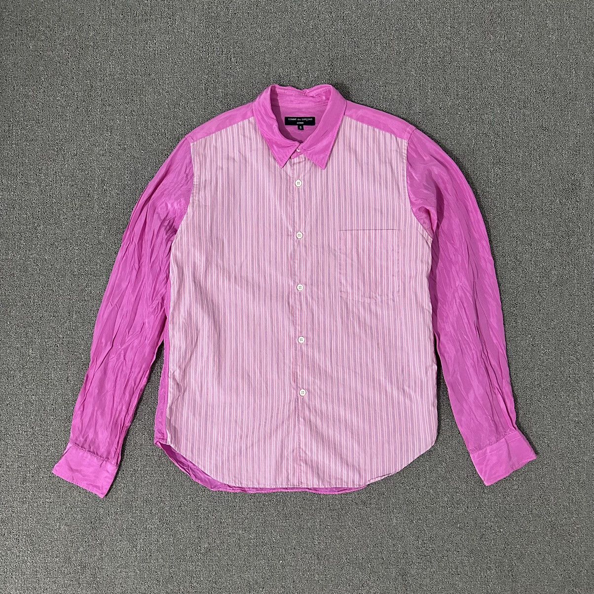 Image of Comme Des Garcons Comme Des Garcon - Wrinkled Striped L/s Shirt in Pink, Men's (Size Small)