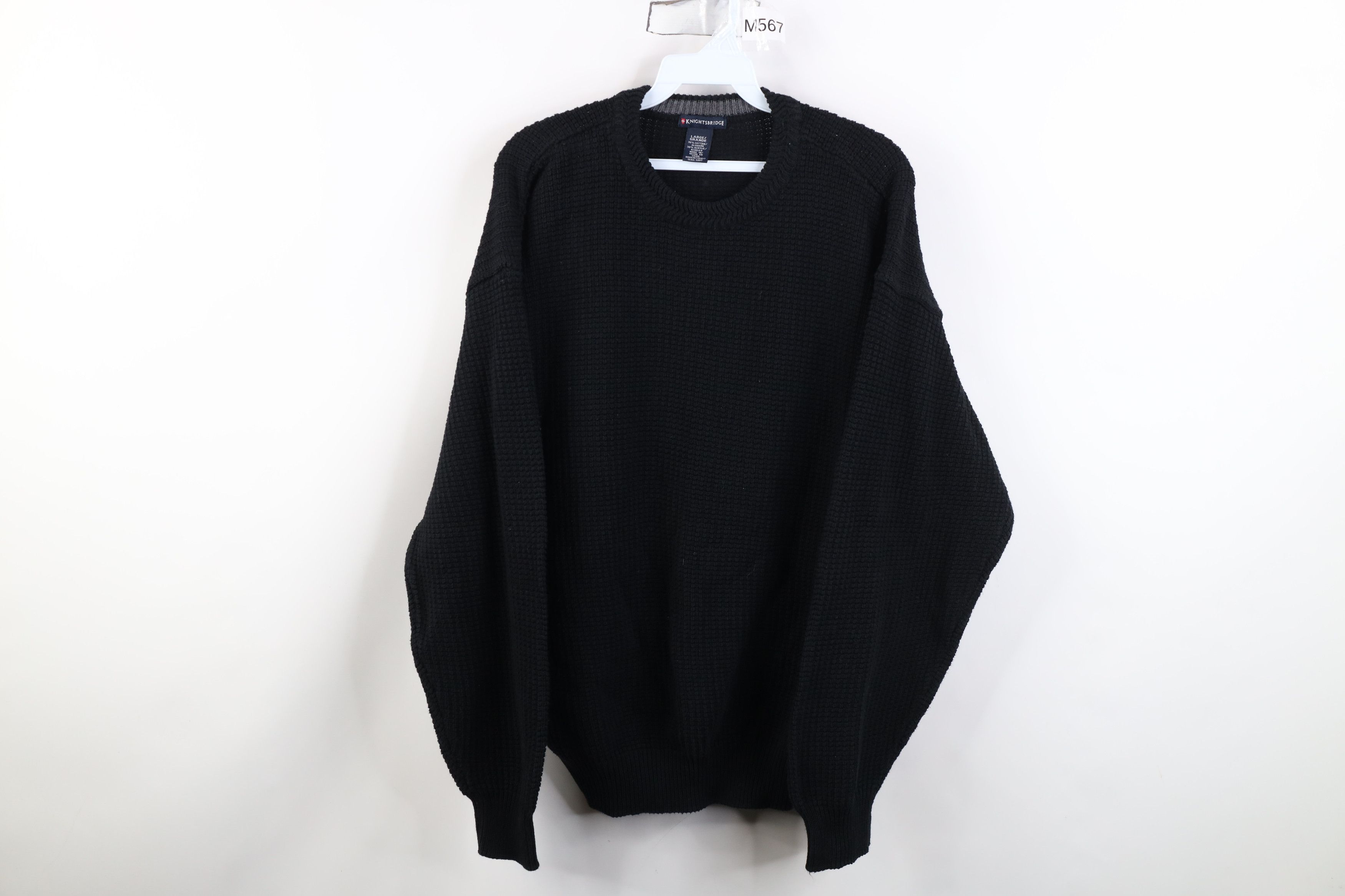 Vintage Vintage 90s Streetwear Ribbed Thermal Knit Sweater Black Size US L / EU 52-54 / 3 - 1 Thumbnail
