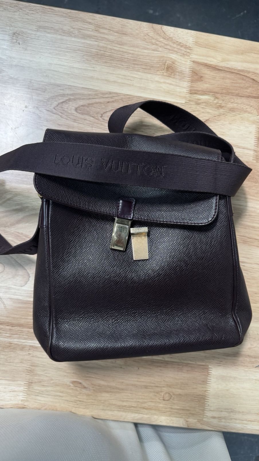 Louis Vuitton Burgundy Leather Messenger Bag in Brown, Men's