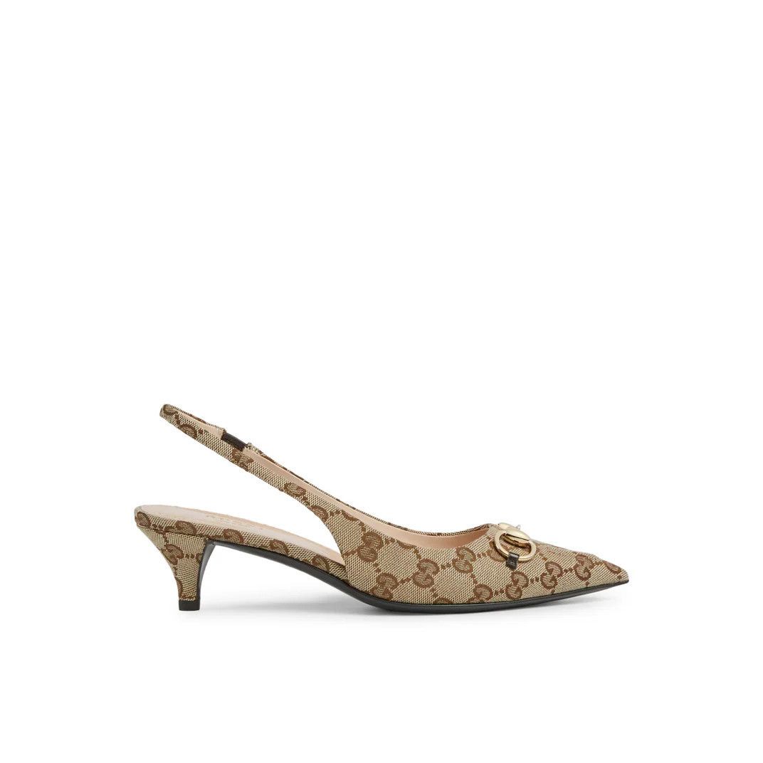 GUCCI Horsebit $1100 Beige Horsebit Slingback Pumps New & Au