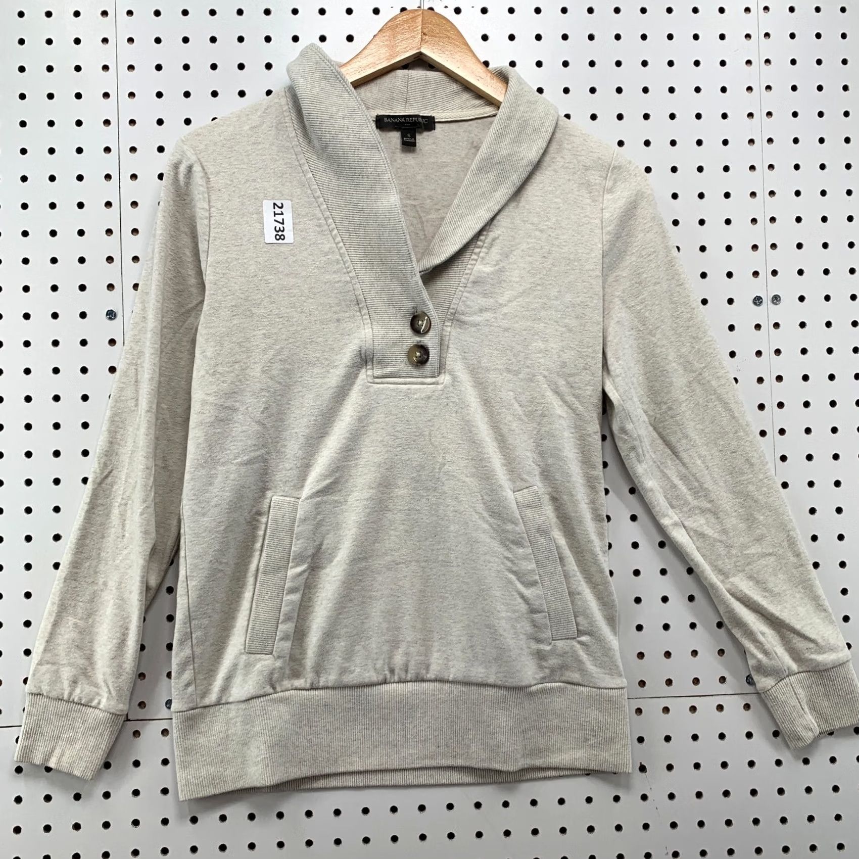 Banana Republic Banana Republic Cowl Neck Button Sweater Beige Womens Small Fits 18x25 Shirt Pullover Knit 1990s Womens Size S / US 4 / IT 40 - 2 Thumbnail