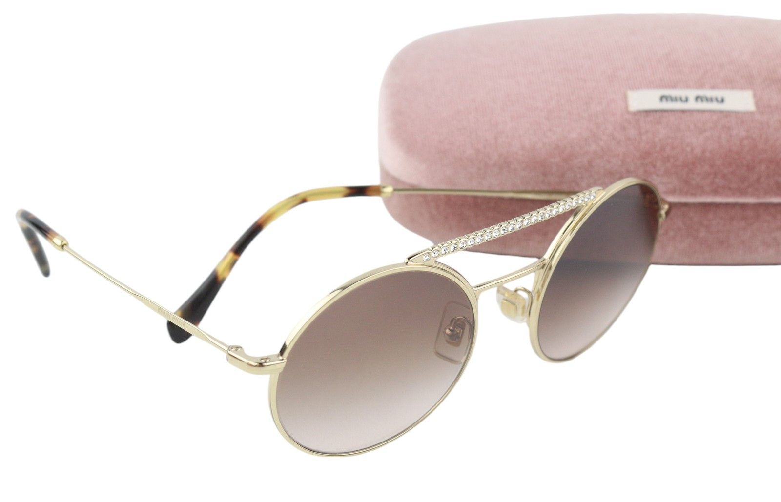 Miu Miu 52V OS Oval Shiny Gold Tone Frame 84806 Size ONE SIZE - 1 Thumbnail