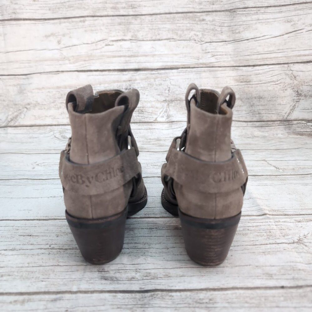 See by Chloe SEE BY CHLOE Eddie Harness Suede Booties Taupe Tan Size 37 Size US 7 / IT 37 - 5 Thumbnail