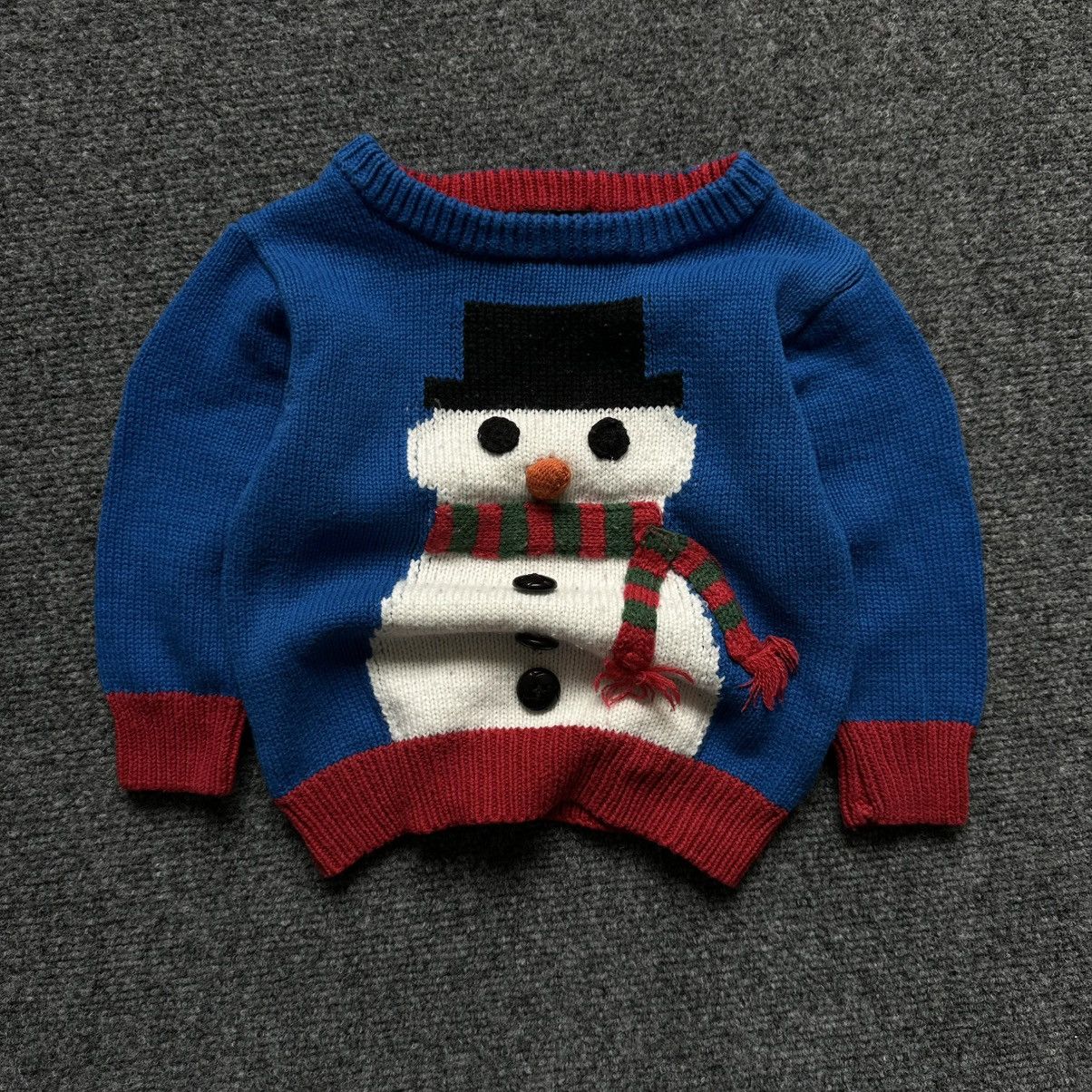 NEXT VTG Kids Knit Sweater Snowman 6-9 mounts Y2K Winter Happy Size US XXS / EU 40 - 3 Thumbnail