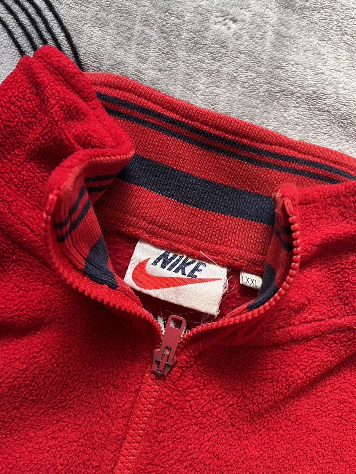 Nike × Vintage Vintage 90s red Nike quarter-zip fleece sweatshirt Size US XXL / EU 58 / 5 - 4 Thumbnail