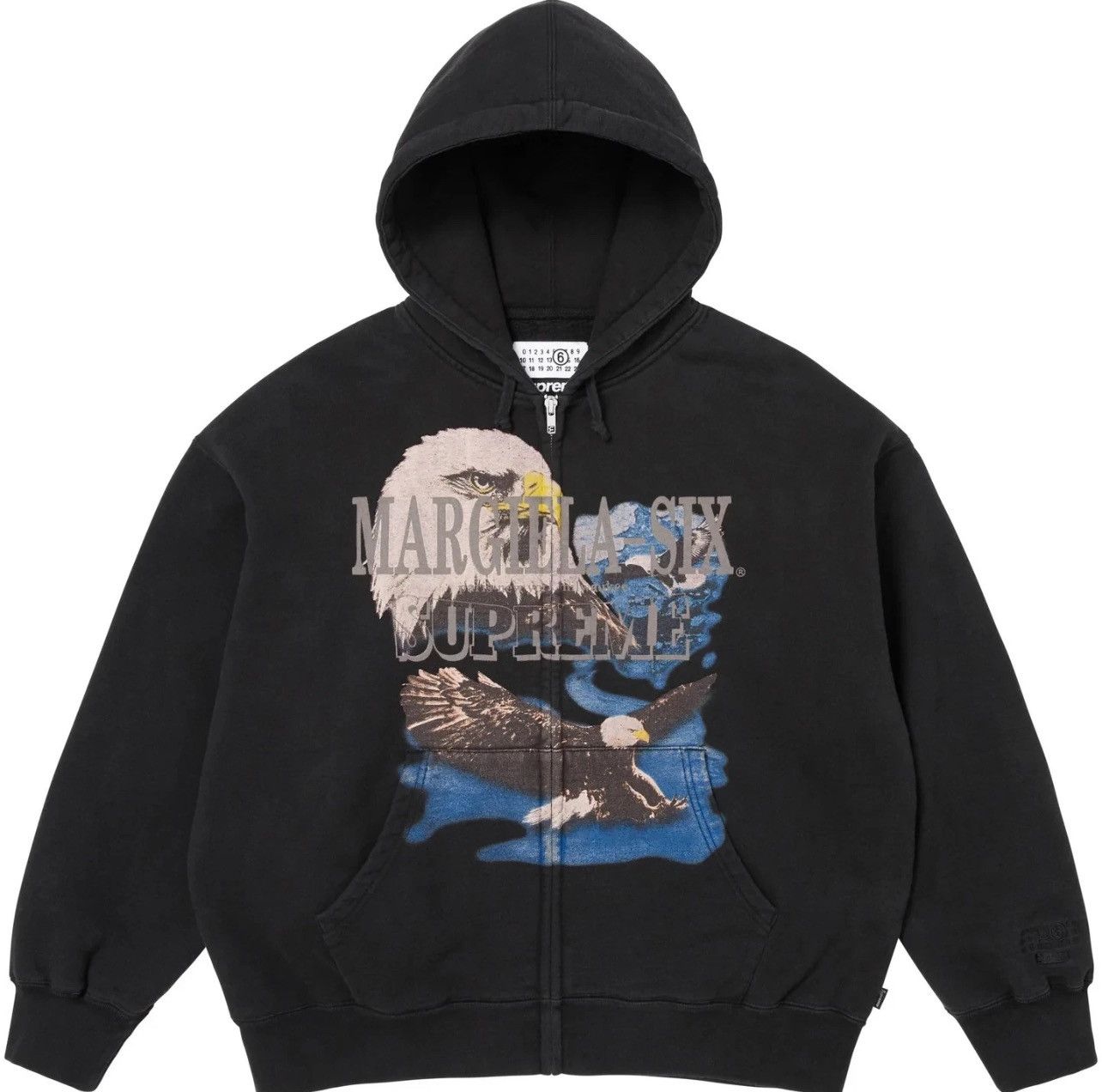 Supreme SS26 Margiela Eagle Zip Up Hoodie Black Size S New