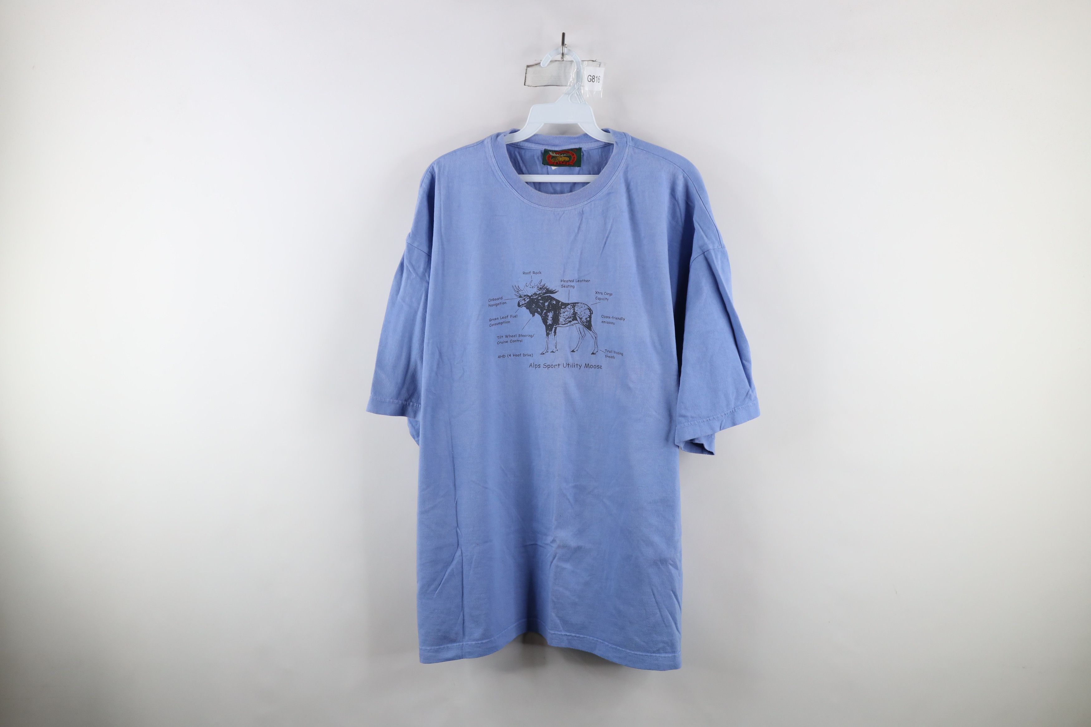 Vintage Vintage 90s Streetwear Out Moose Short Sleeve T-Shirt Blue Size US XL / EU 56 / 4 - 1 Thumbnail