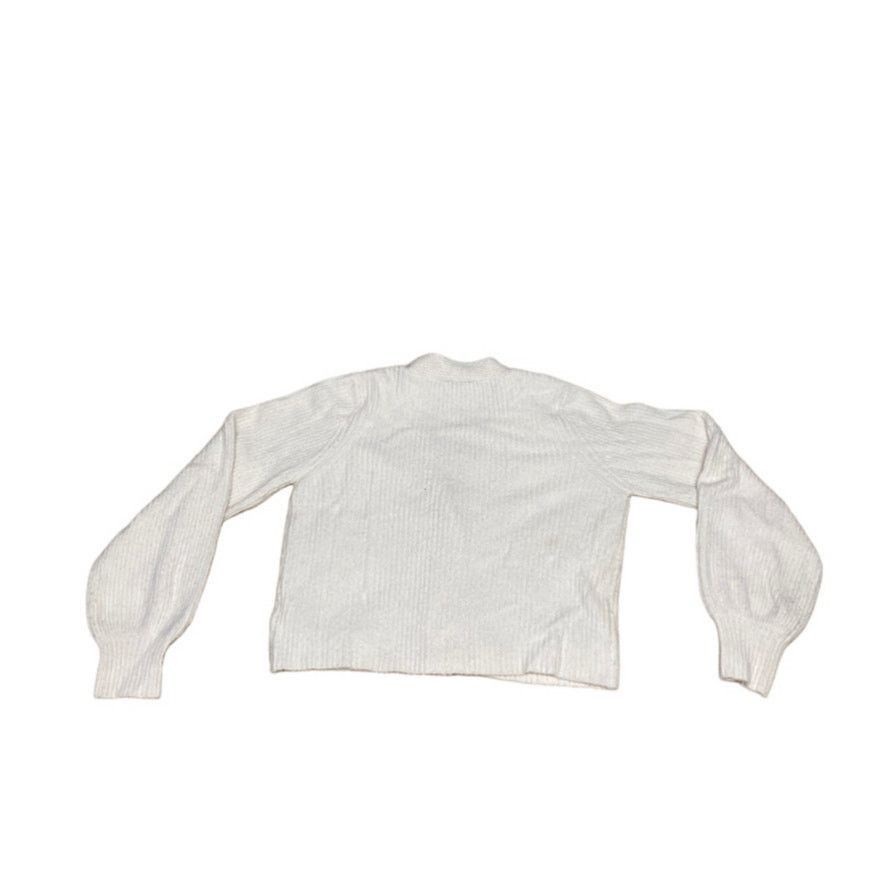 Express Minimalist White Ribbed Button-Up Cropped Cardigan Express S Size S / US 4 / IT 40 - 5 Thumbnail