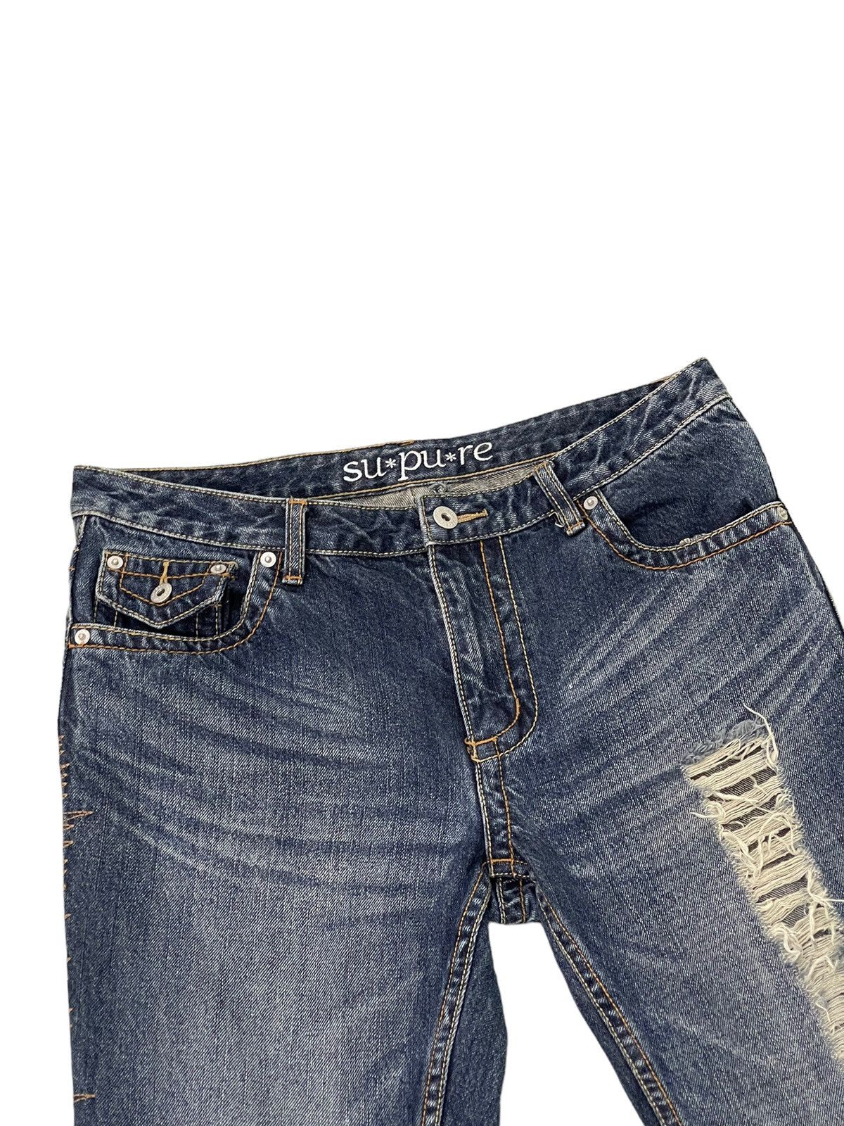 Japanese Brand Flare Jeans Supure Distress Low Rise Boot Cut 8🟦1 Size US 32 / EU 48 - 8 Thumbnail