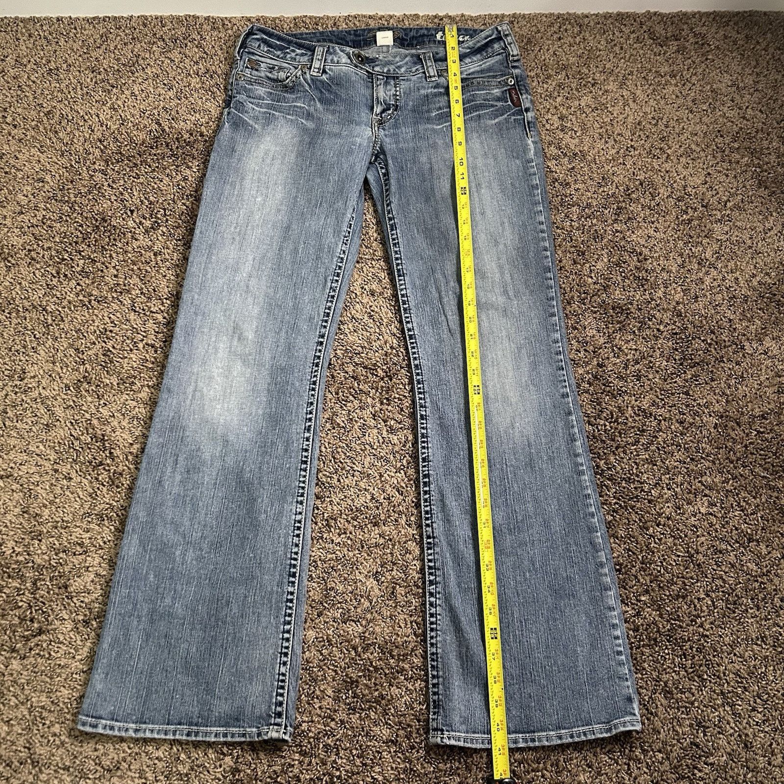 Silver Jeans Co. Silver Jeans Tina Western Glove Works Blue Jeans Size 31x33 Size 31" - 12 Thumbnail