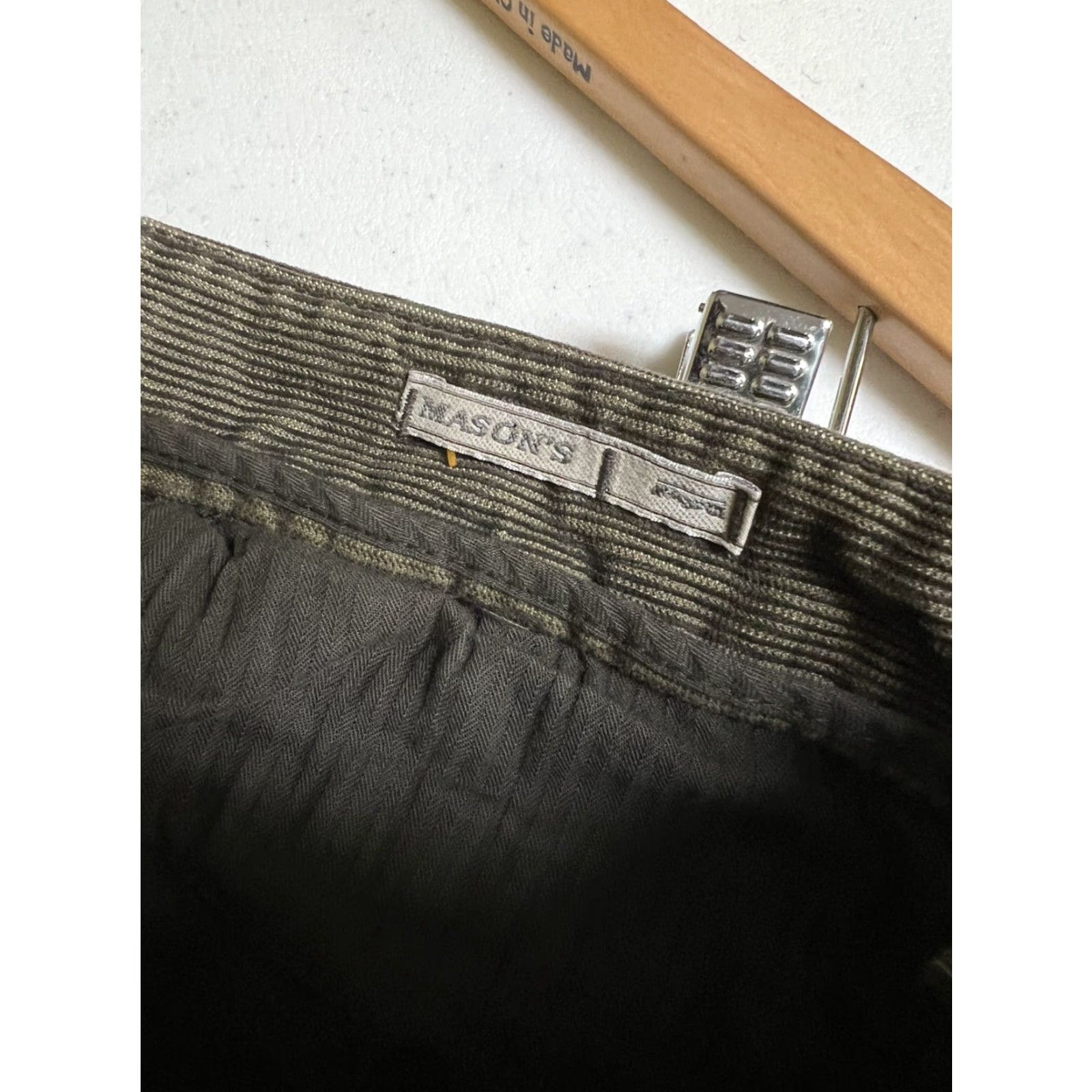 Mason's Mason's Jeans Pants Mens 35 x 31 Green Corduroy Casual Straight Leg Italy Made Chino 90s Mens Size US 35 - 7 Thumbnail