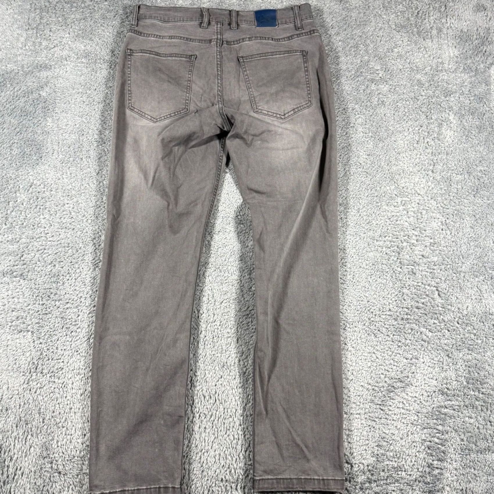 Vintage Mugsy Jeans Beans Slim Straight Chino Pants 31x30 Gray Men Casual Business 5-Pocket Logo Button Zip Stretch Cotton Blend Modern Regular Fit Size US 31 - 4 Thumbnail