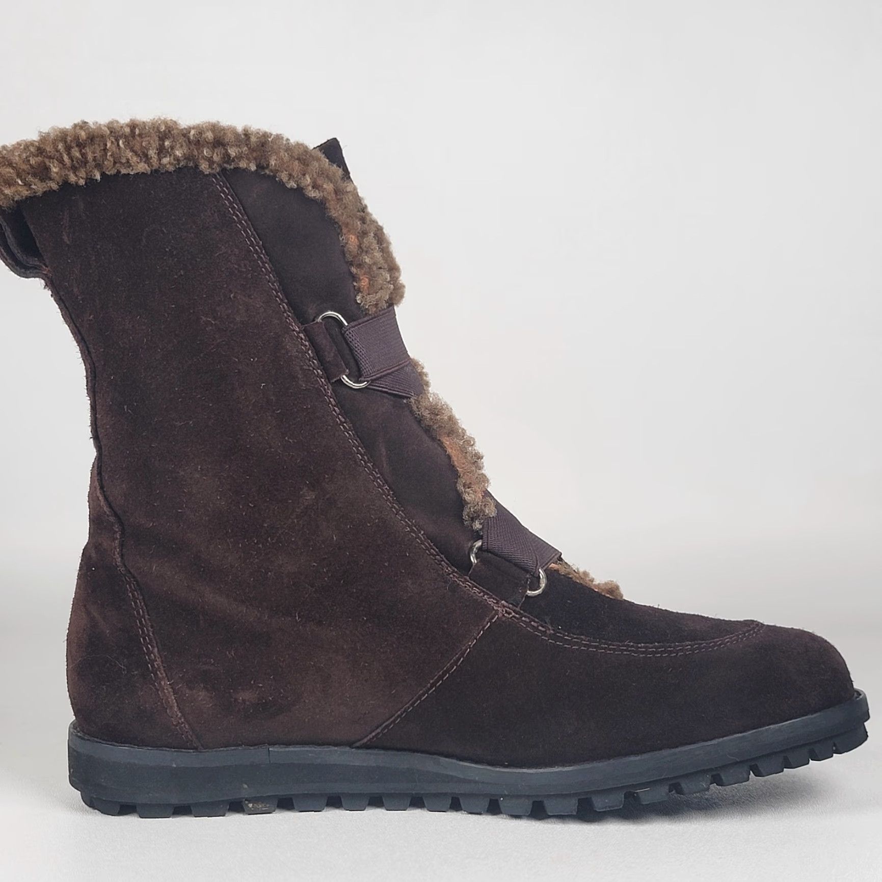 Stuart Weitzman Stuart Weitzman Boots Womens 8.5 Brown Suede Ankle Bootie Faux Fur Lined Buckle Comfortable Rubber Sole Winter Womens Size US 9 / IT 39 - 5 Thumbnail