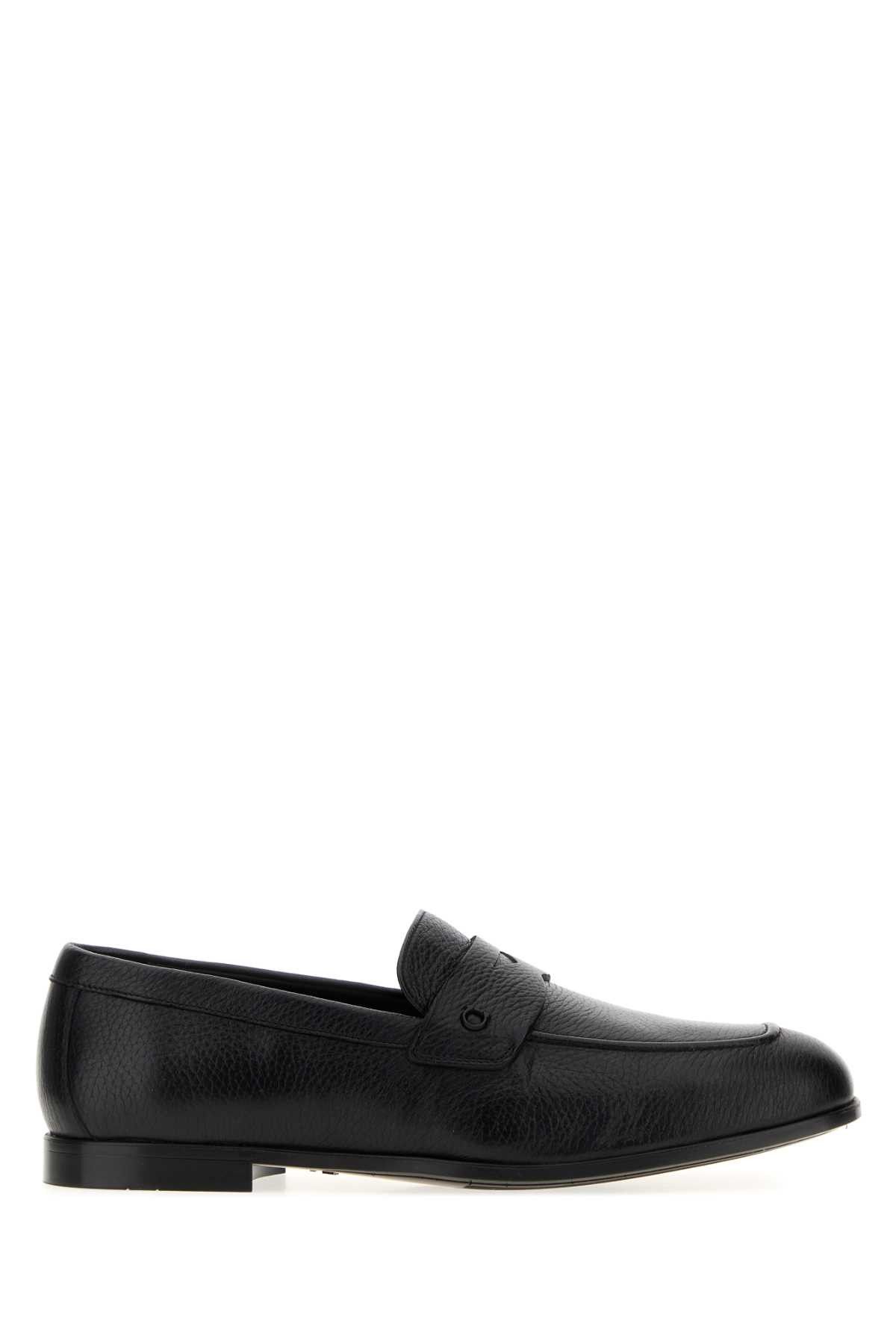 Black Leather Tiberio Loafers, Men's (Size 6.5)