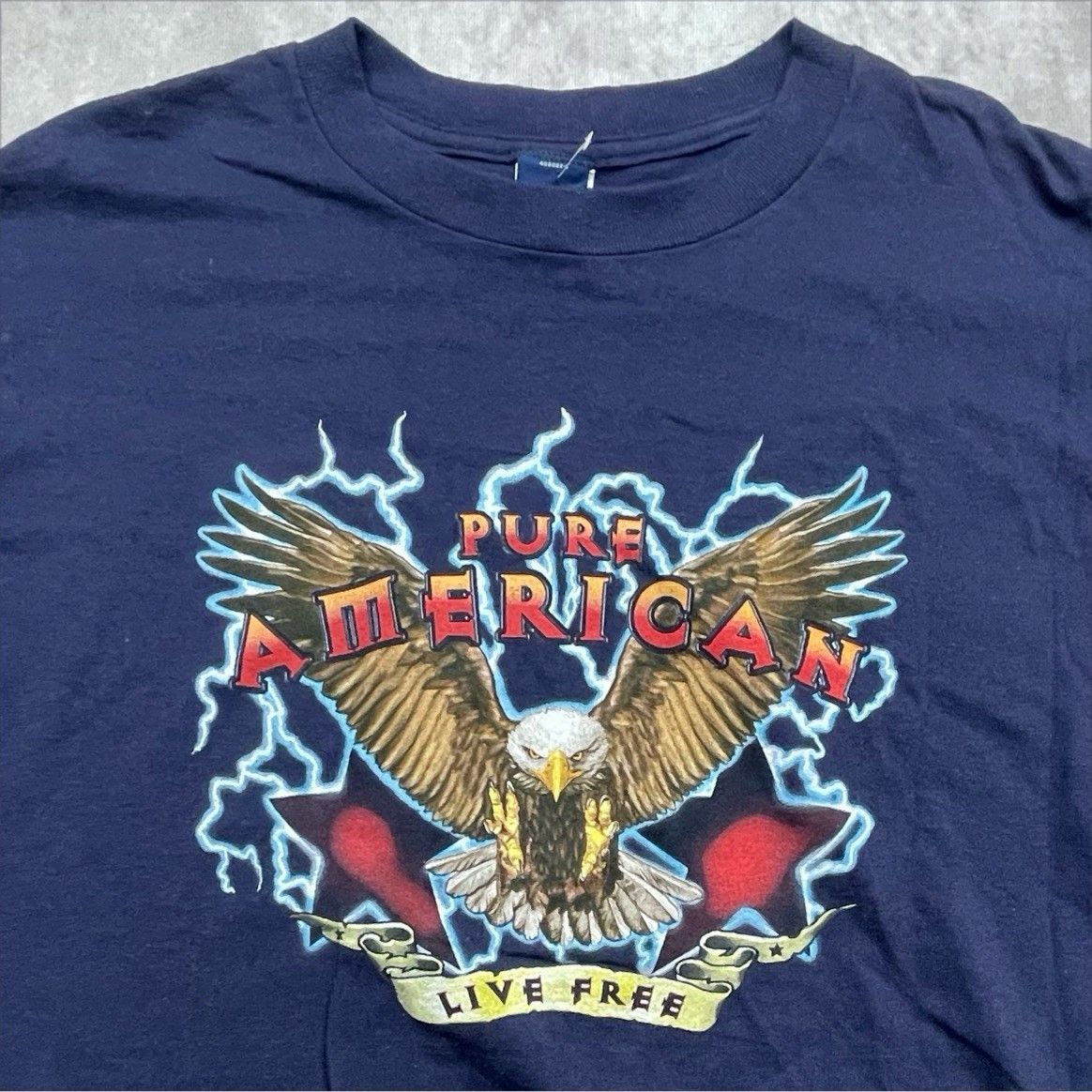 Other Vintage Y2K "Pure American Live Free" Eagle Lightning Biker Size US XL / EU 56 / 4 - 2 Thumbnail