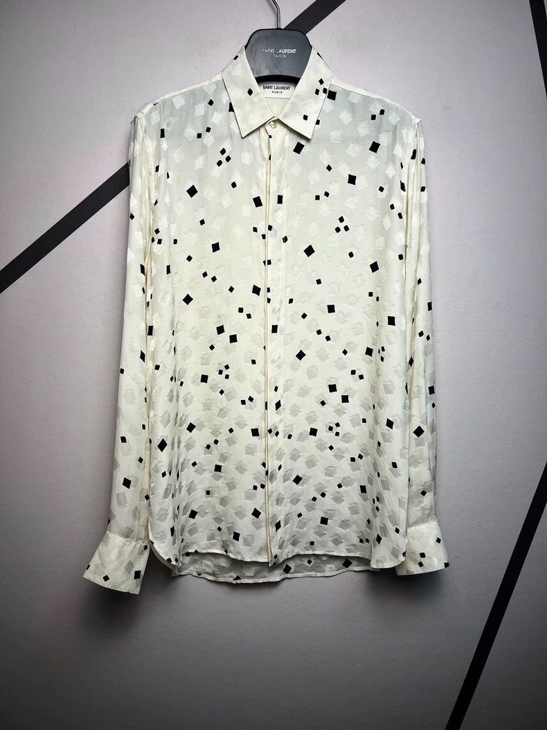 Yves Saint Laurent Saint Laruent size 37 White Square Mulberry Silk Shirt for Size US M / EU 48-50 / 2 - 1 Thumbnail