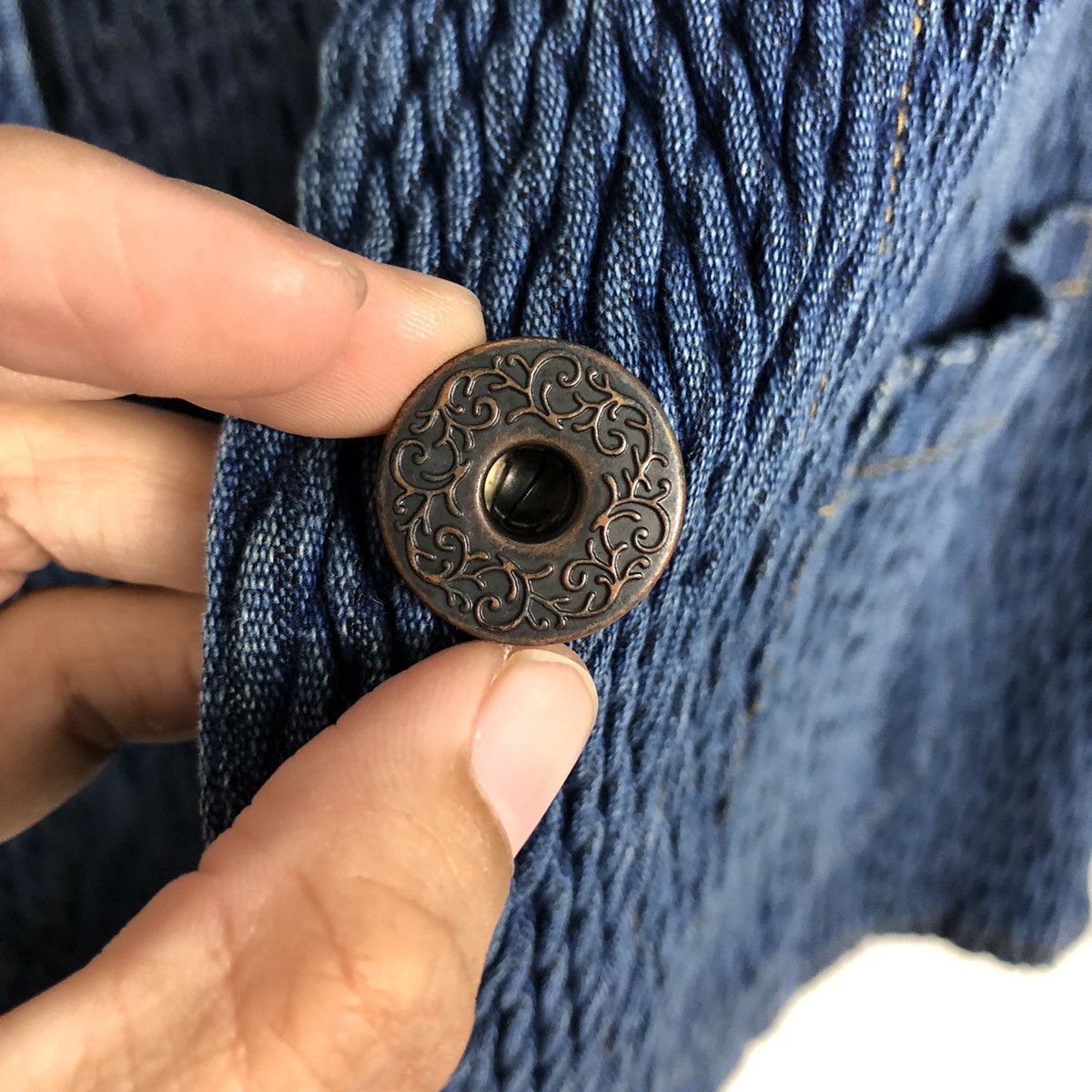 Japanese Brand 📌Pleated Cropped Biker Jacket Marie Usa Blue Indigo Size US M / EU 48-50 / 2 - 17 Thumbnail