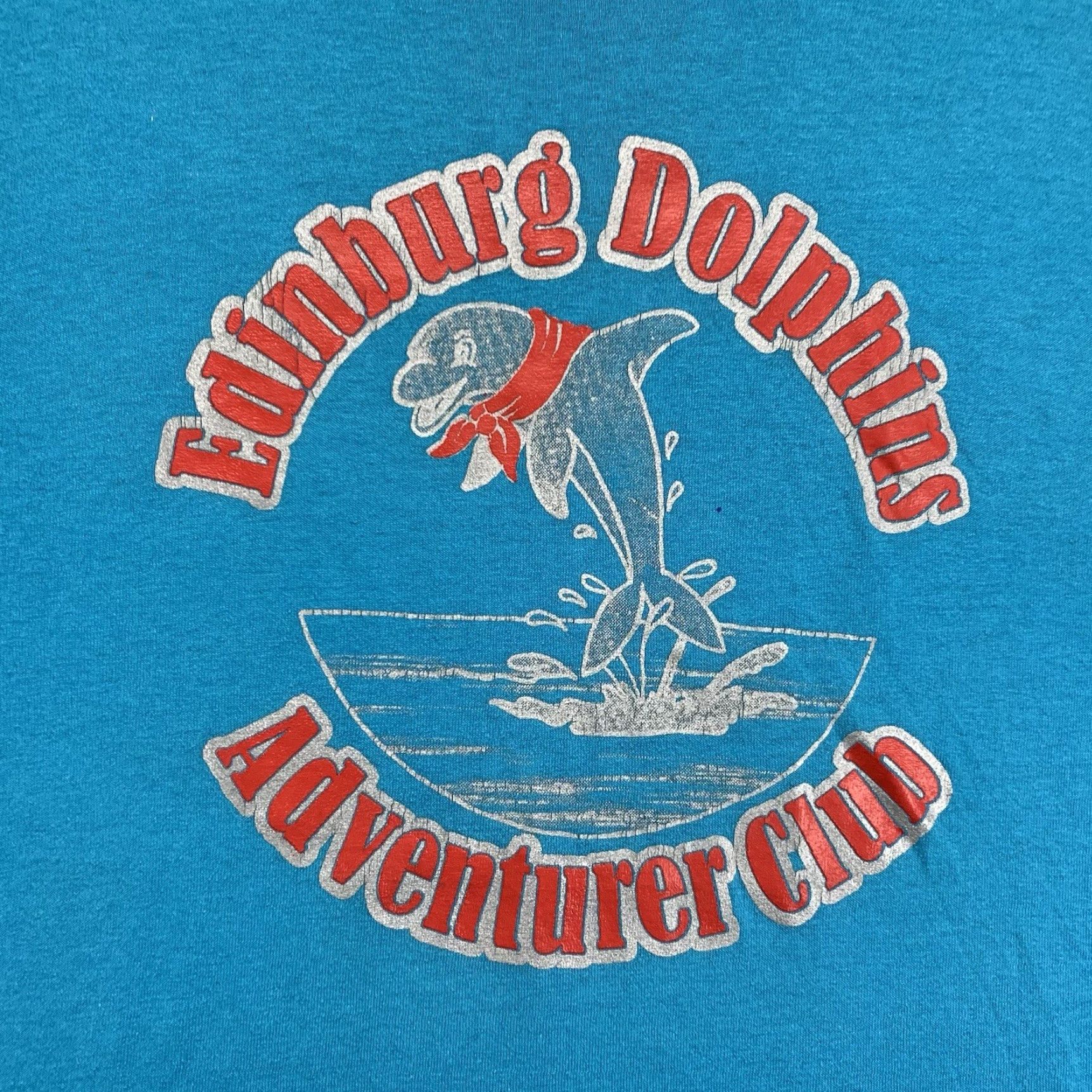 Jerzees VINTAGE JERZEES Blue Graphic T-Shirt Mens Medium Edinburg Dolphins Adventurer Club 90s Retro Animal Lovers Size US M / EU 48-50 / 2 - 2 Thumbnail