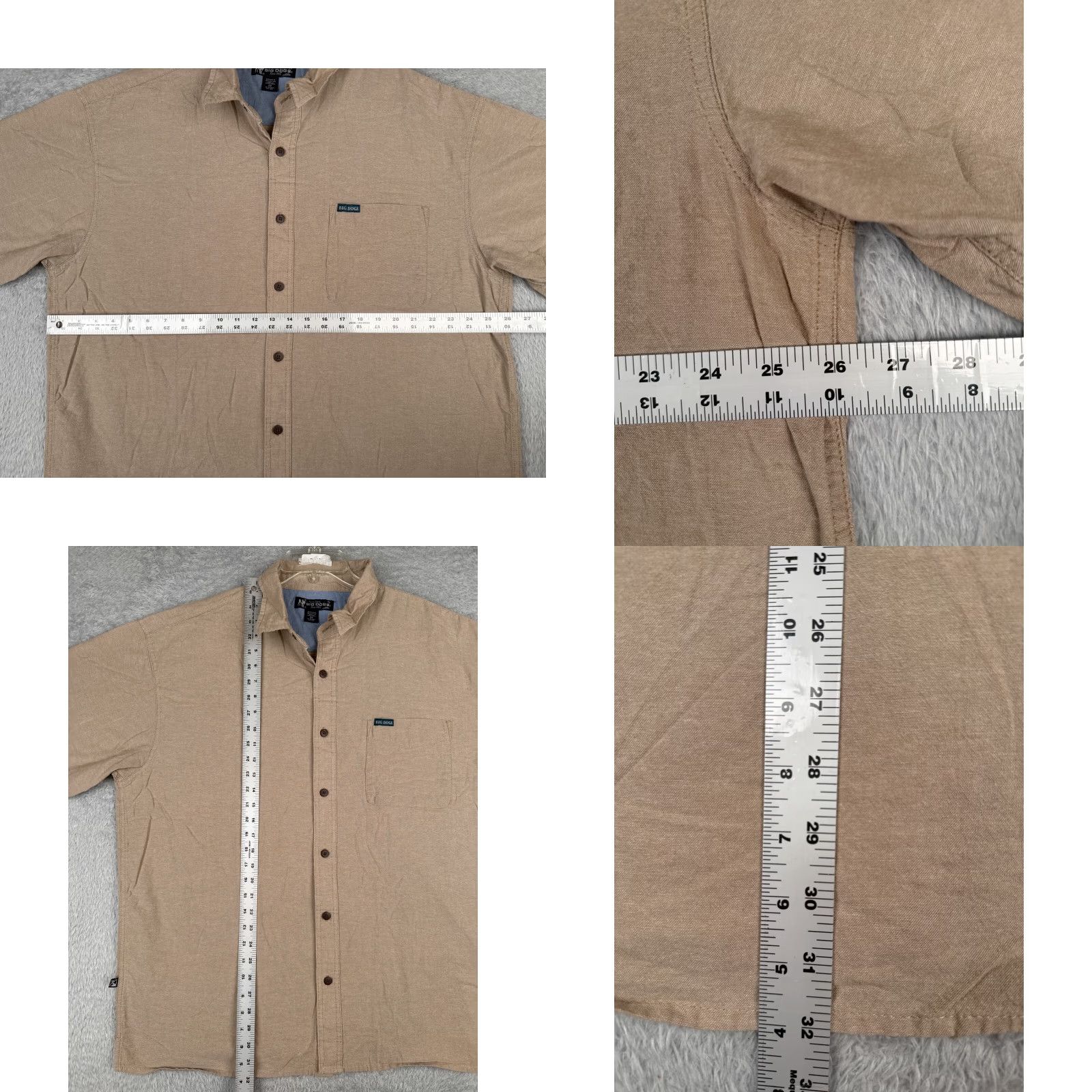 Big Dogs Big Dogs Shirt Adult 2XL XXL Beige Button Up Short Sleeve Pocket 100% Cotton Size US L / EU 52-54 / 3 - 8 Thumbnail