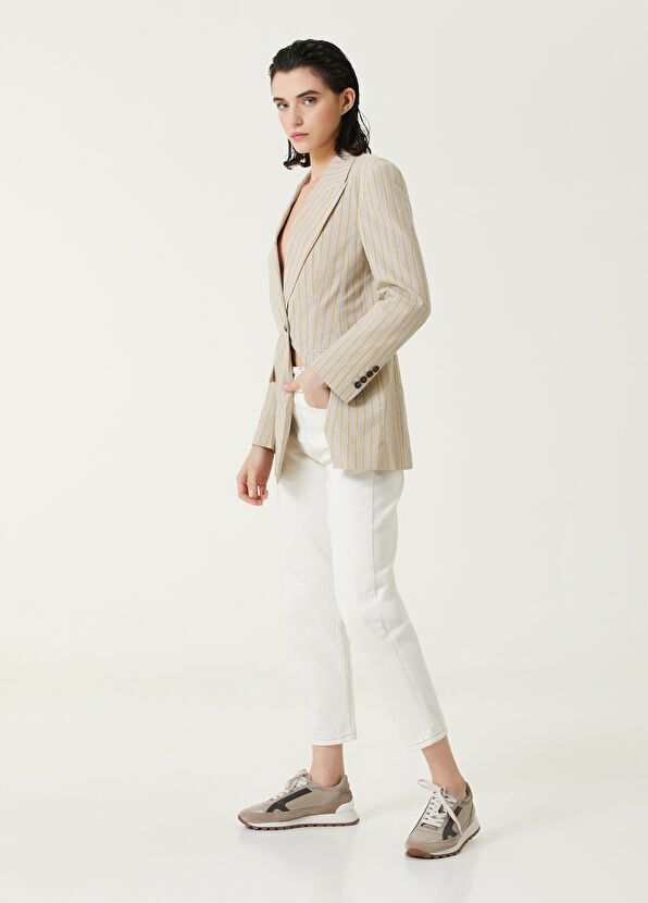 Brunello Cucinelli o1y0725 Blazer in Sand/Yellow Size M / US 6-8 / IT 42-44 - 5 Thumbnail