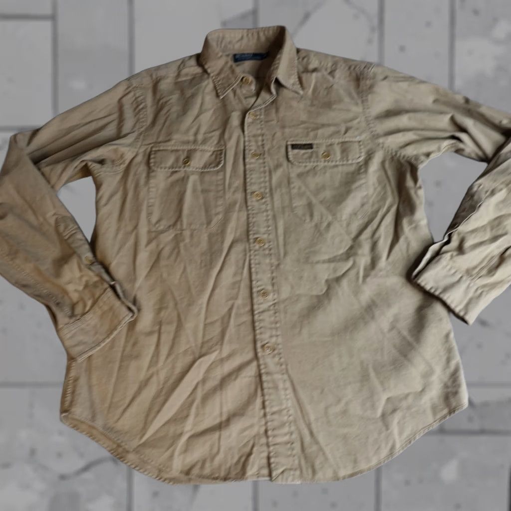 Polo Ralph Lauren Polo Ralph Lauren Shirt Large Beige Khaki Solid Cotton Army - Mens, Button-Up, Long Sleeve, Collared, Regular Size L, Vintage? No Size US L / EU 52-54 / 3 - 1 Thumbnail