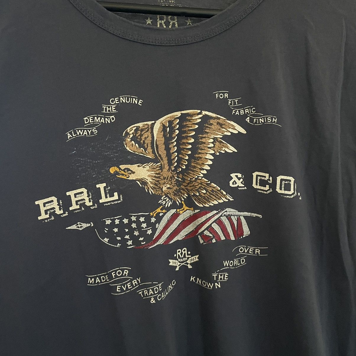 RRL Ralph Lauren × Ralph Lauren × Vintage RRL POLO Ralph Lauren Double RL big logo tee shirt usa eagle Size US M / EU 48-50 / 2 - 2 Thumbnail
