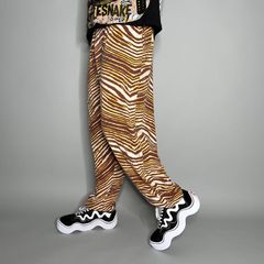 Zubaz Zebra Striped Elastic Workout Hammer Parachute Pants 