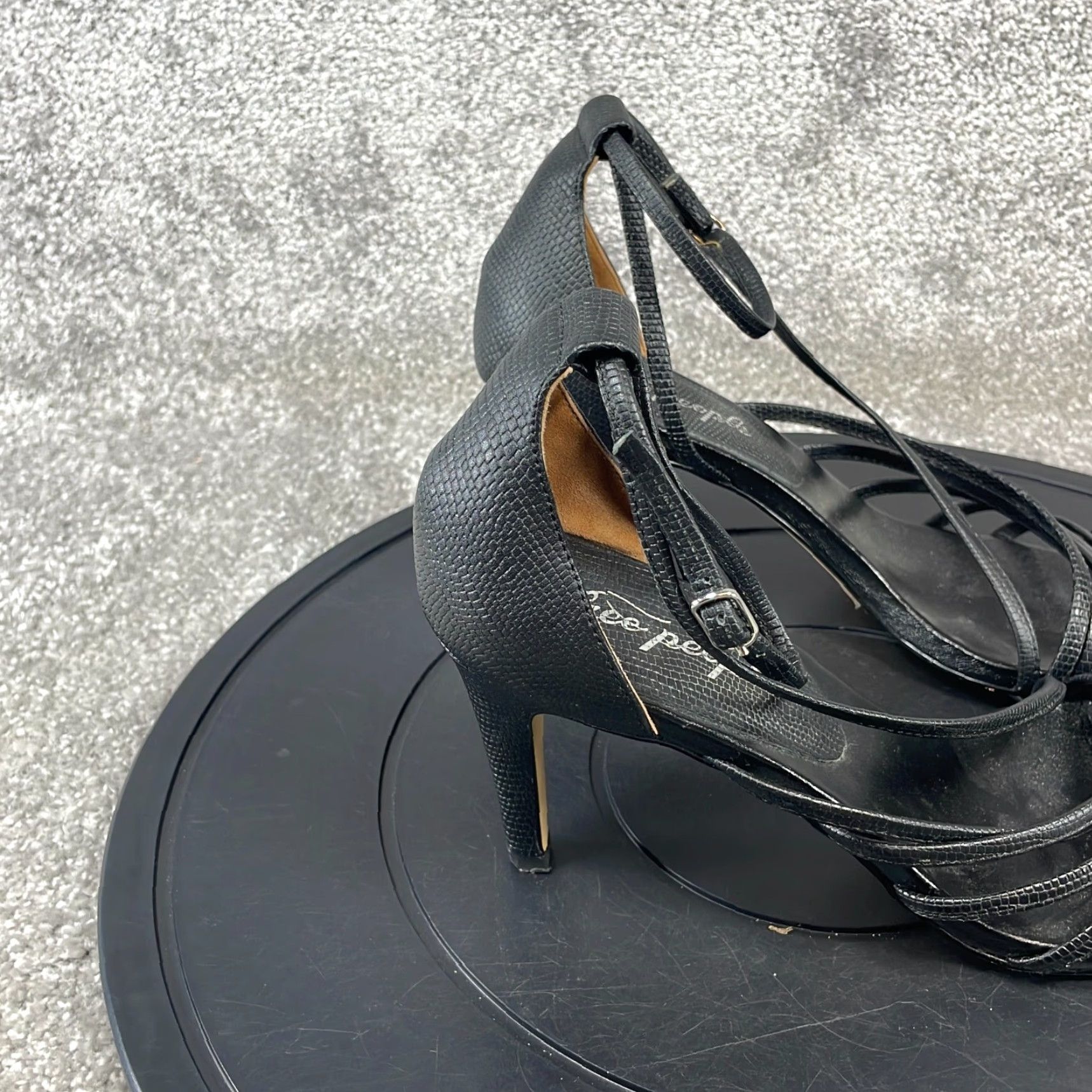 Free People VINTAGE Free People Women's Sandals Adult 8.5 Black Leather Strappy High Heel Stiletto Casual Summer Size US 9 / IT 39 - 6 Thumbnail