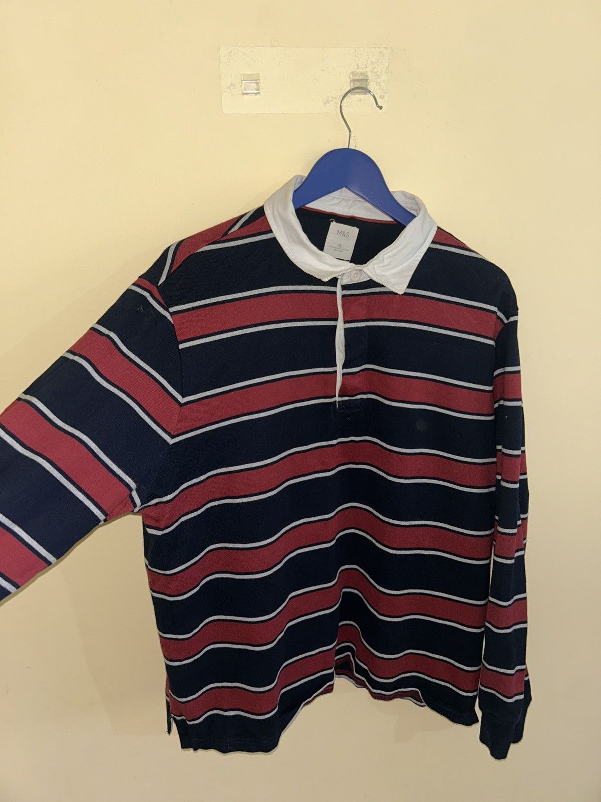 Marks & Spencer 1980s M&S Men's Rugby Shirt Size XL / US 12-14 / IT 48-50 - 2 Thumbnail