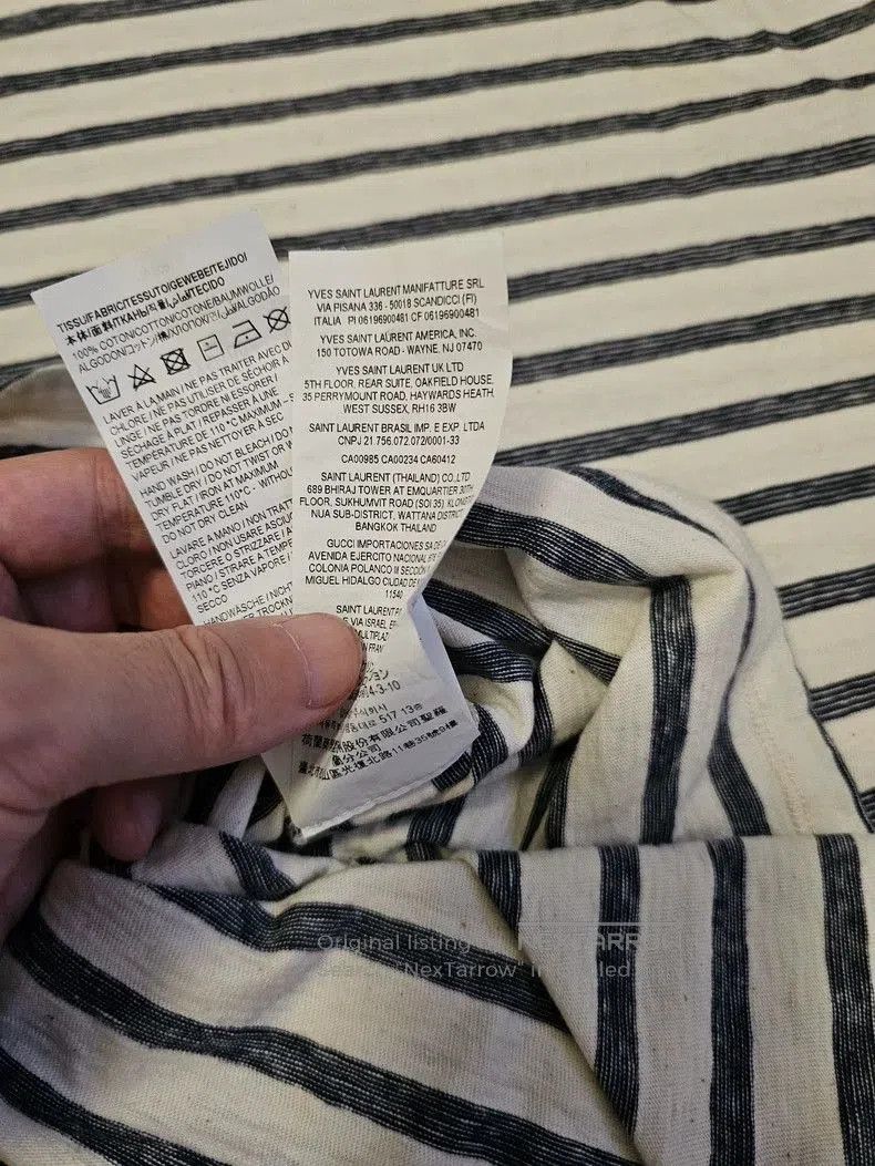 Saint Laurent Paris Saint Laurent Striped Short Sleeve T. Size US L / EU 52-54 / 3 - 6 Thumbnail