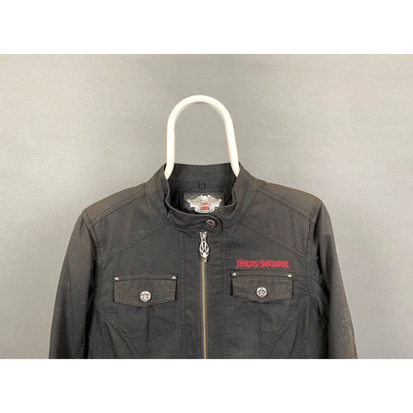 Harley Davidson Harley-Davidson Mens Jacket Black Long Sleeve Full Zip Embroidered Racer Casual Biker Regular Size M Size US M / EU 48-50 / 2 - 5 Thumbnail