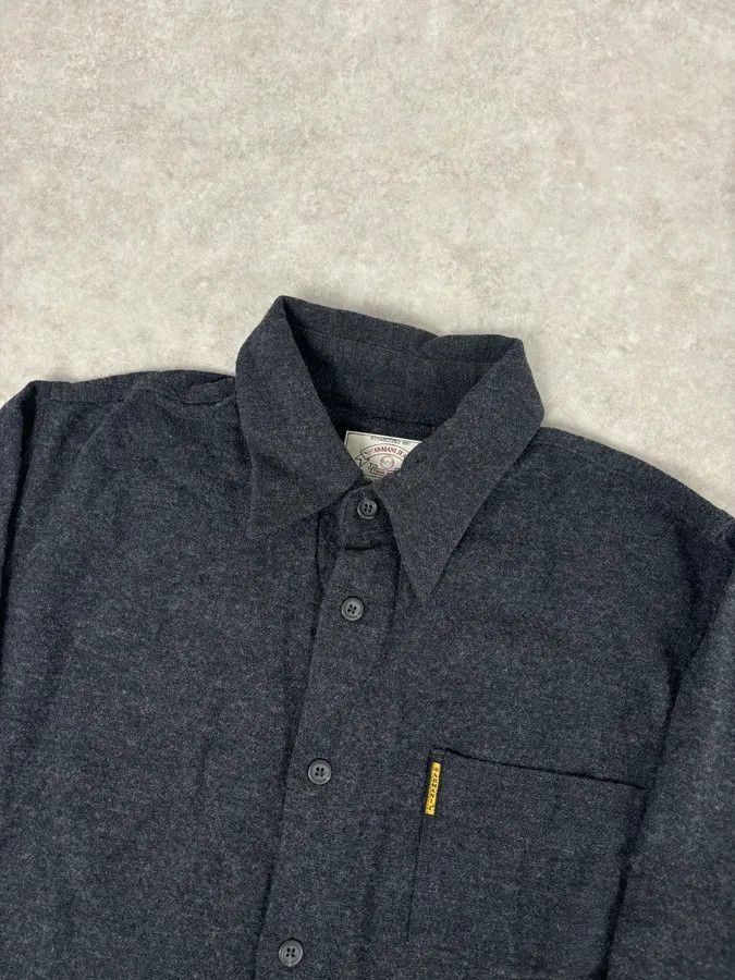 Armani 1990s Armani Dark Grey Minimalist Wool Blend Shirt Size US M / EU 48-50 / 2 - 4 Thumbnail