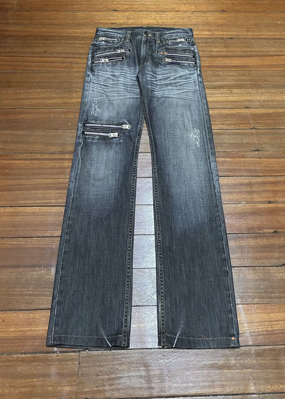 Rare Design Vintage Japanese Brand Zipper Jeans 1990s
