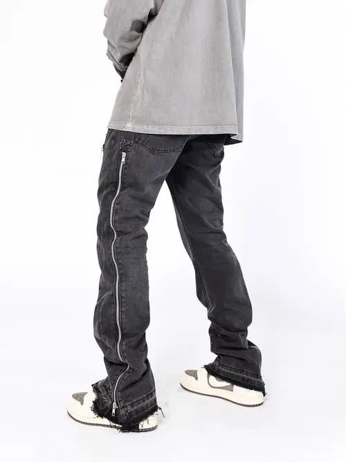 VIBE function fade washed zipper flared jeans