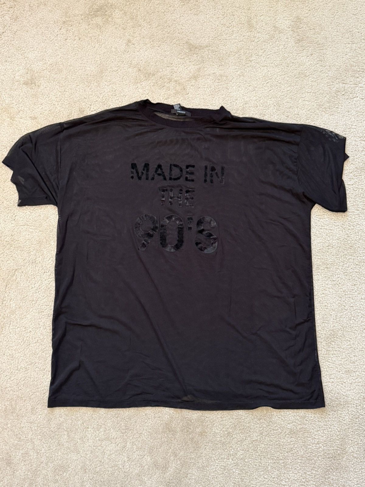Forever 21 Forever 21 Black Mesh Made In The 90’s Tee Size Large Size L / US 10 / IT 46 - 1 Thumbnail