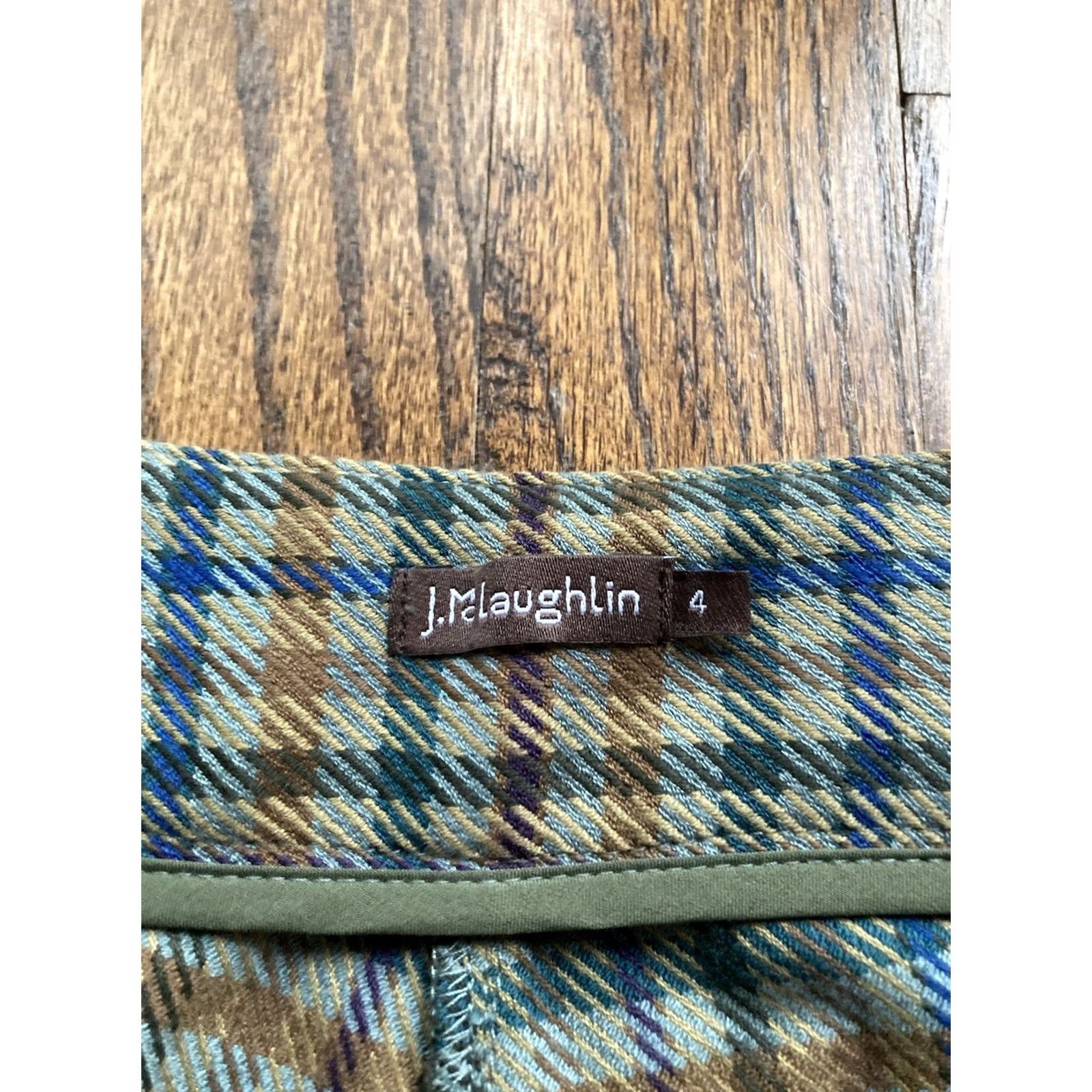 J.McLaughlin J McLaughlin Pants Womens Size 4 Green Houndstooth Plaid Stretch Office Size 27" / US 4 / IT 40 - 6 Thumbnail
