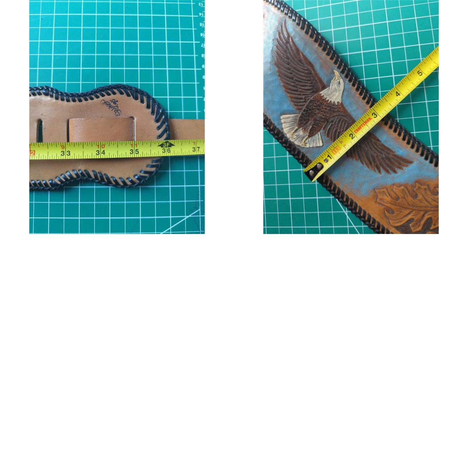Vintage VINTAGE handcrafted EAGLE belt XL 3.25" wide leather brown tooled western belt Men XS-? Size ONE SIZE - 10 Thumbnail