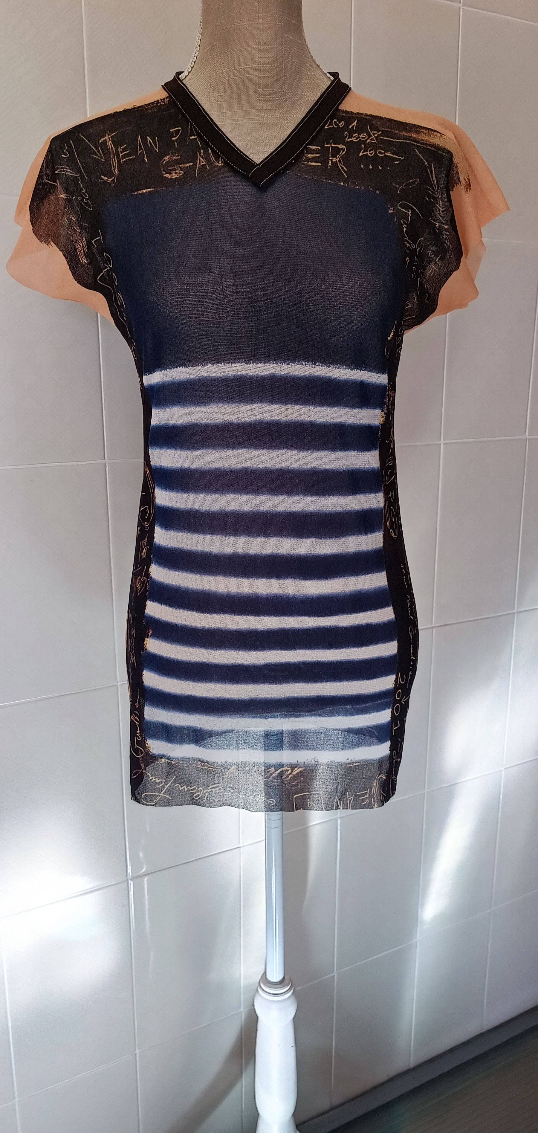 Jean Paul Gaultier SS2001- Graffiti and stripes long top Size US S / EU 44-46 / 1 - 1 Thumbnail