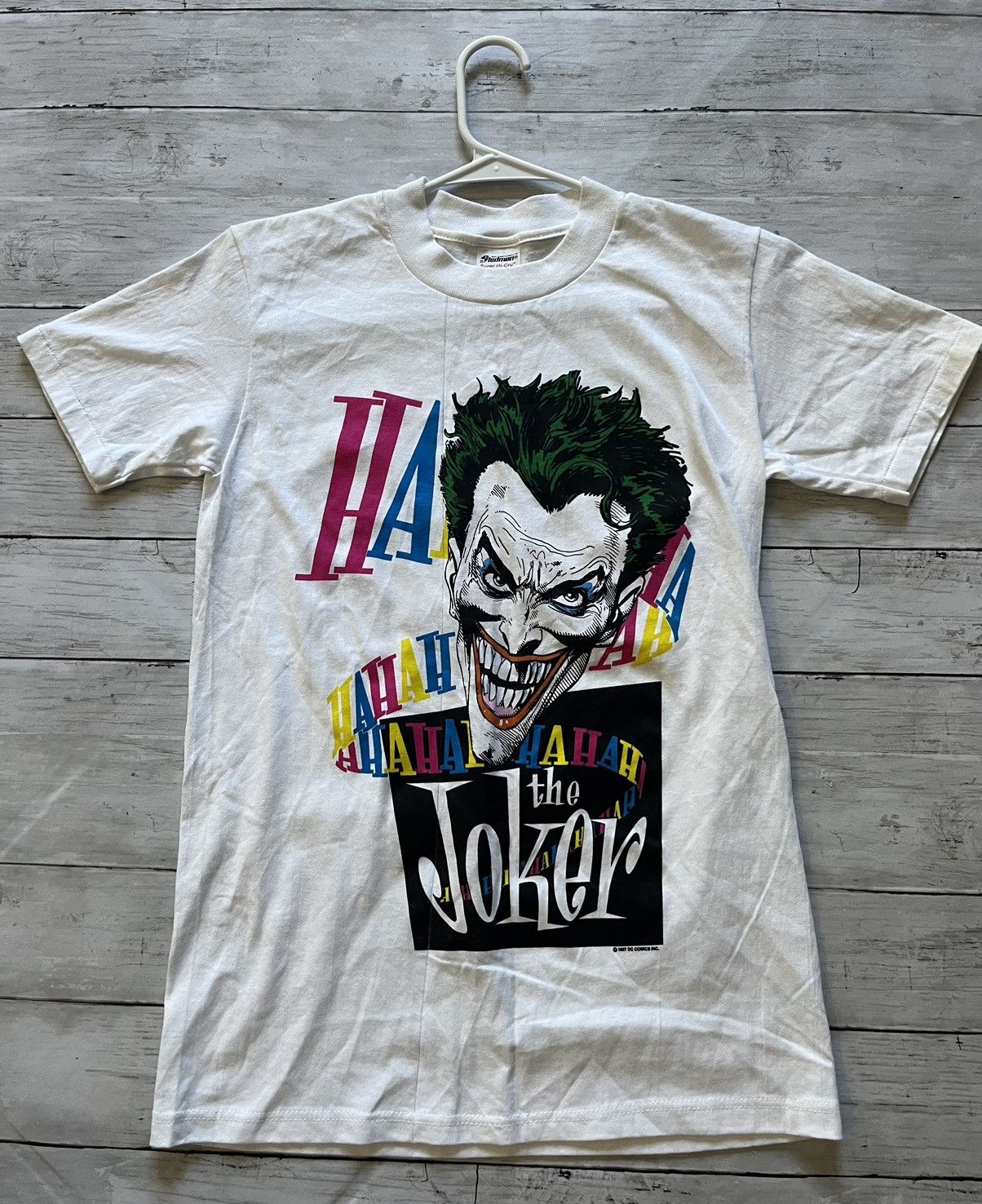 image of Movie 1987 The Joker Tshirt in White, Men's (Size Small)