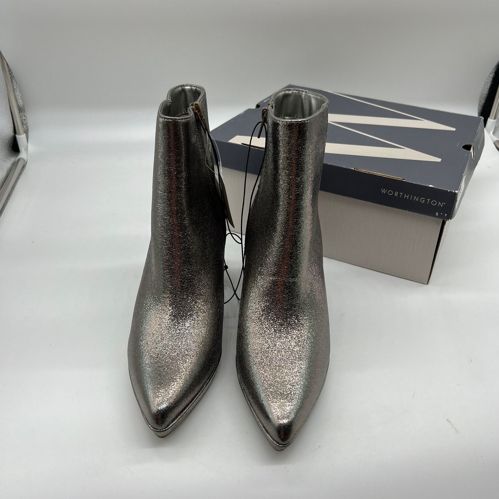 Other Worthington Womens Bannow Flared Heel Booties Pewter Size US 8 / IT 38 - 3 Thumbnail