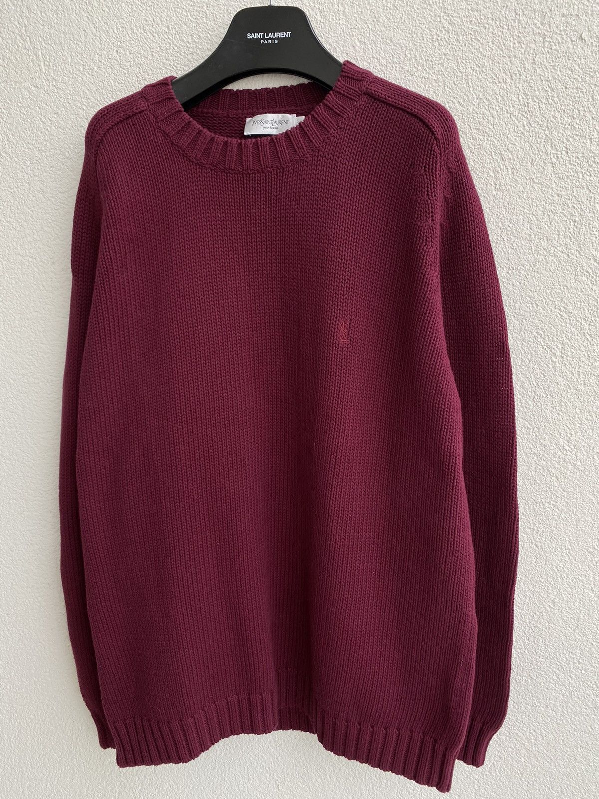 Yves Saint Laurent Burgundy YSL Sweater Knit Heavy Thick YSL Sweatshirt Size US XXL / EU 58 / 5 - 3 Thumbnail